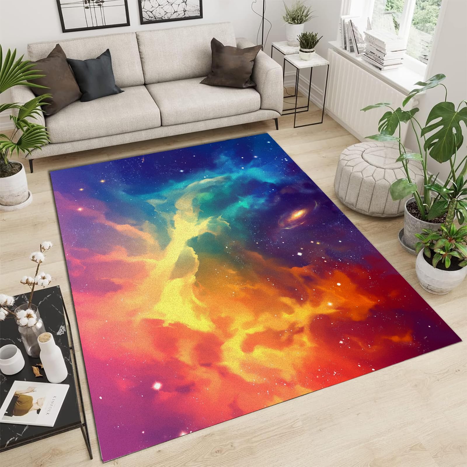 Tapis doux chambre nébuleuse 140x200cm anti-glisse doux