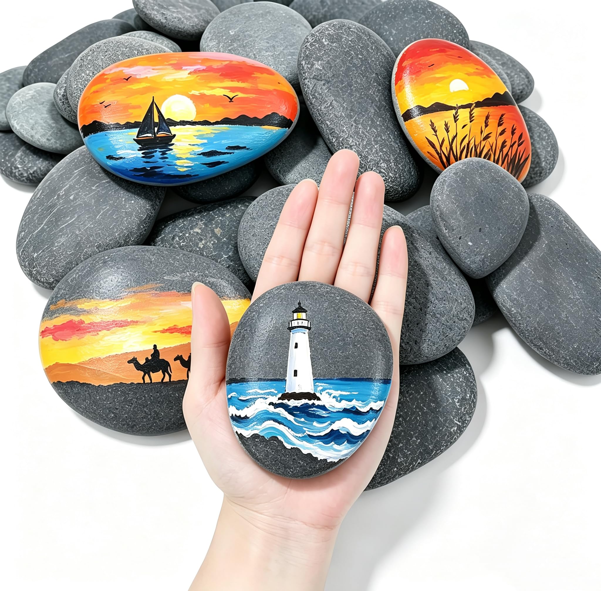 River Rocks for Painting - 30 Mixed Sizes -1