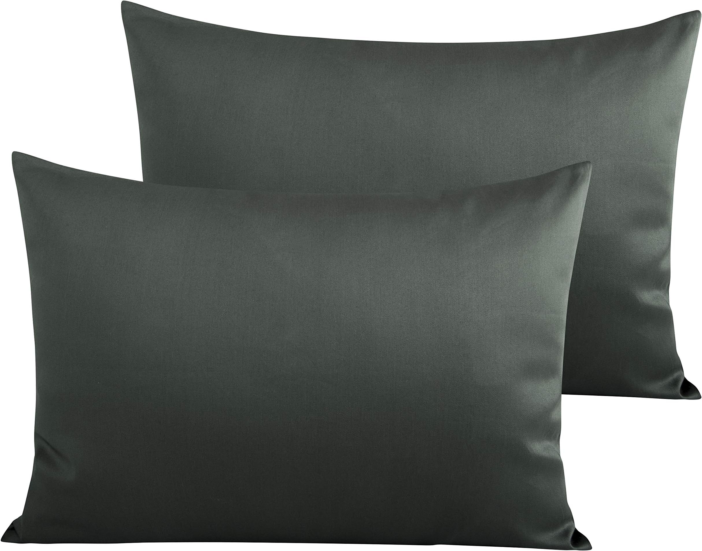 NTBAY 2 Pack 500 Thread Count 100% Egyptian Cotton Pillow Cases, Super Soft Cozy and Breathable Envelope Closure Standard Pillowcases, 50x75 cm, Charcoal Grey