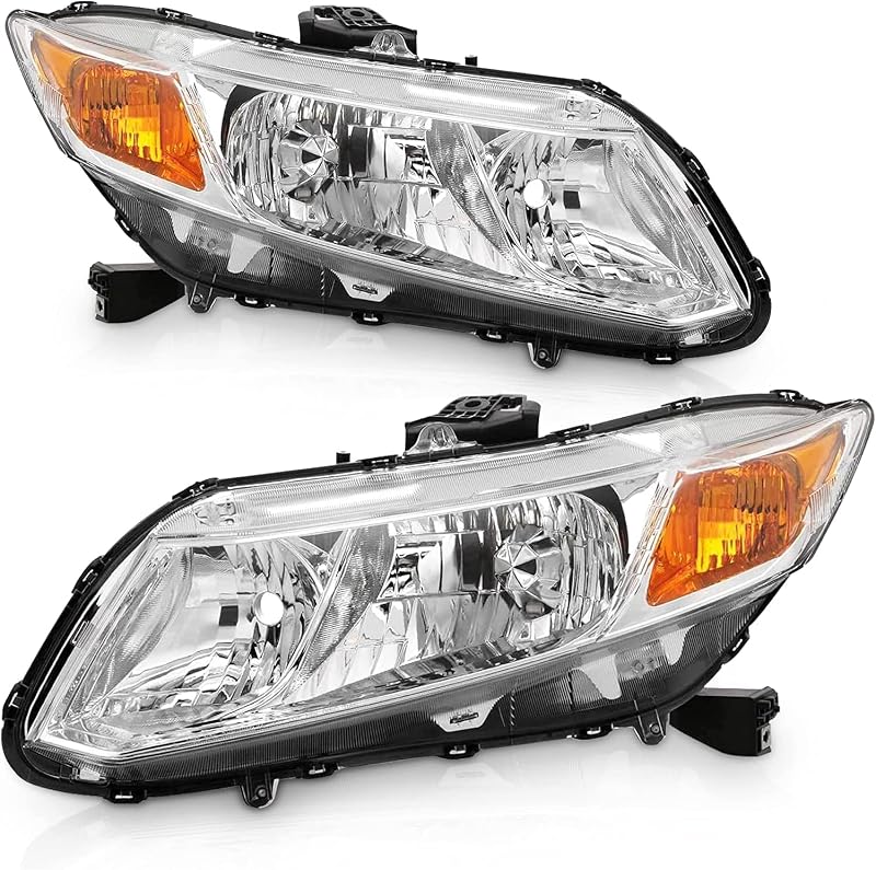 Conjunto de farol dianteiro AS cromado para Honda Civic Sedan 2012–2015 e Coupe 2012–2013 – 1 unidade