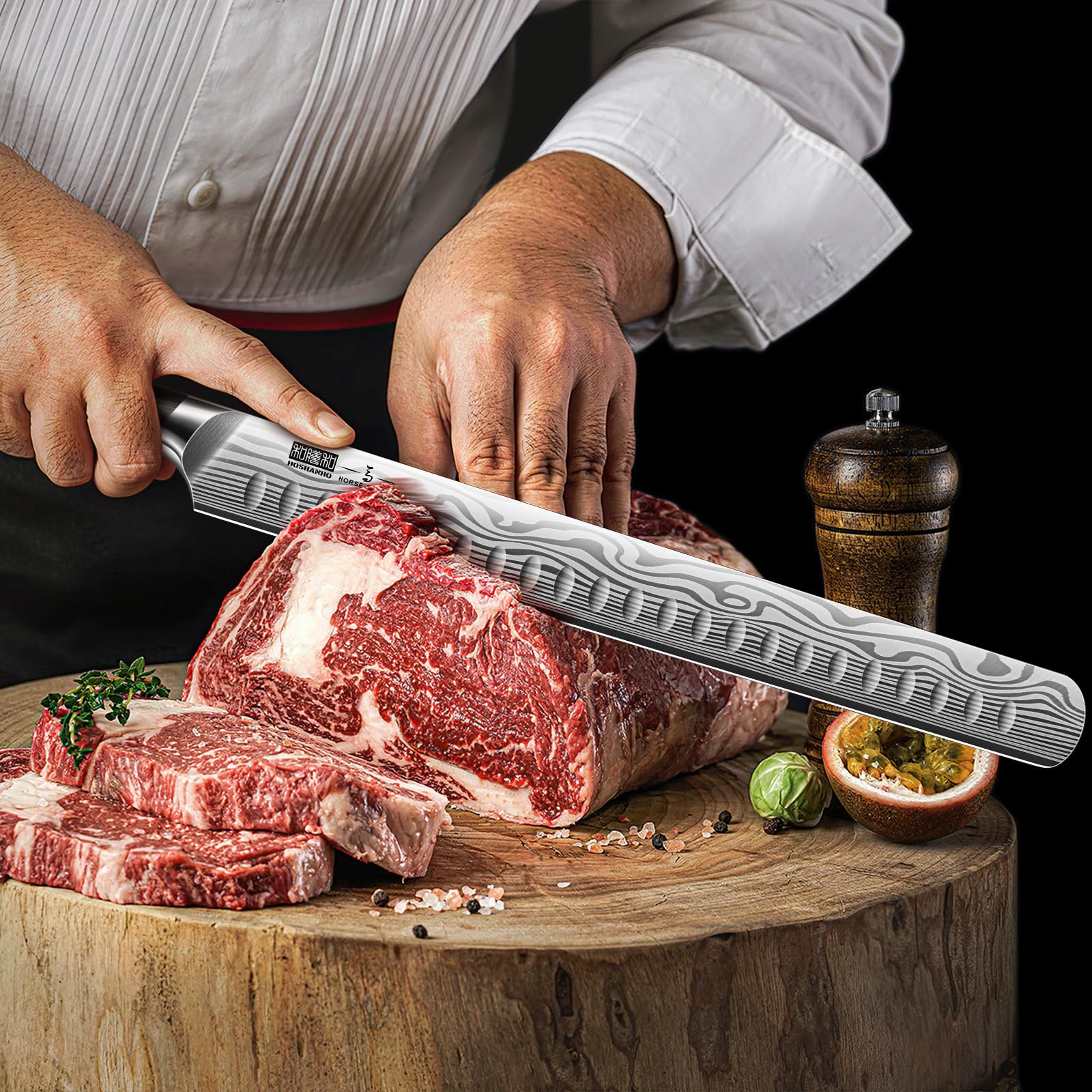 HOSHANHO 12 Inch Slicing Kinfe, Razor Sharp Brisket Knife, Pakkawood Handle — Amazon image 5