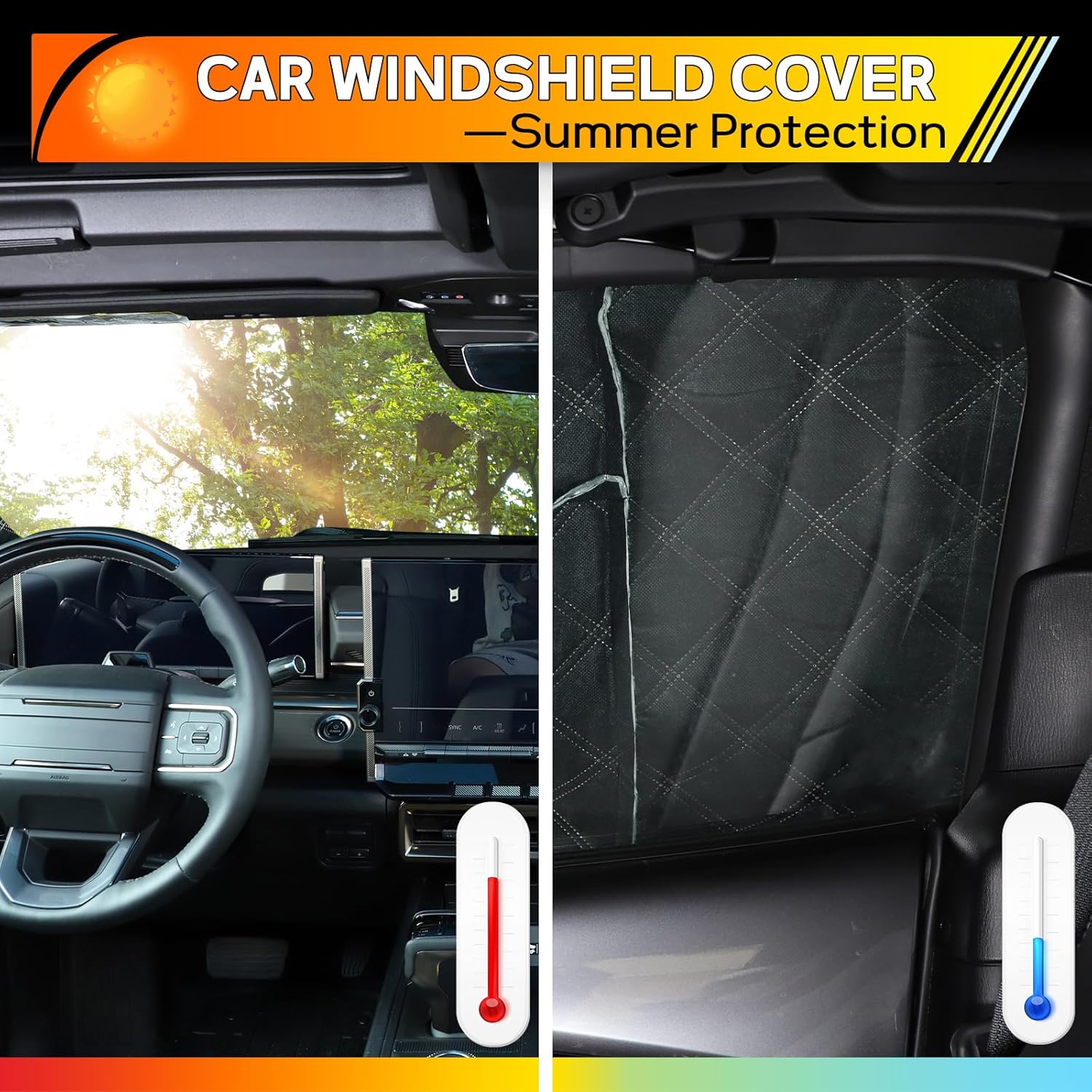 HAPPYHORSE Car Windshield Snow Cover Compatible with Mazda MX-5 2009-2025 Front Windshield Ice Snow Cover，with Side Mirror and Hook Foldable Windshield Ice Snow Protects Cover Accessories