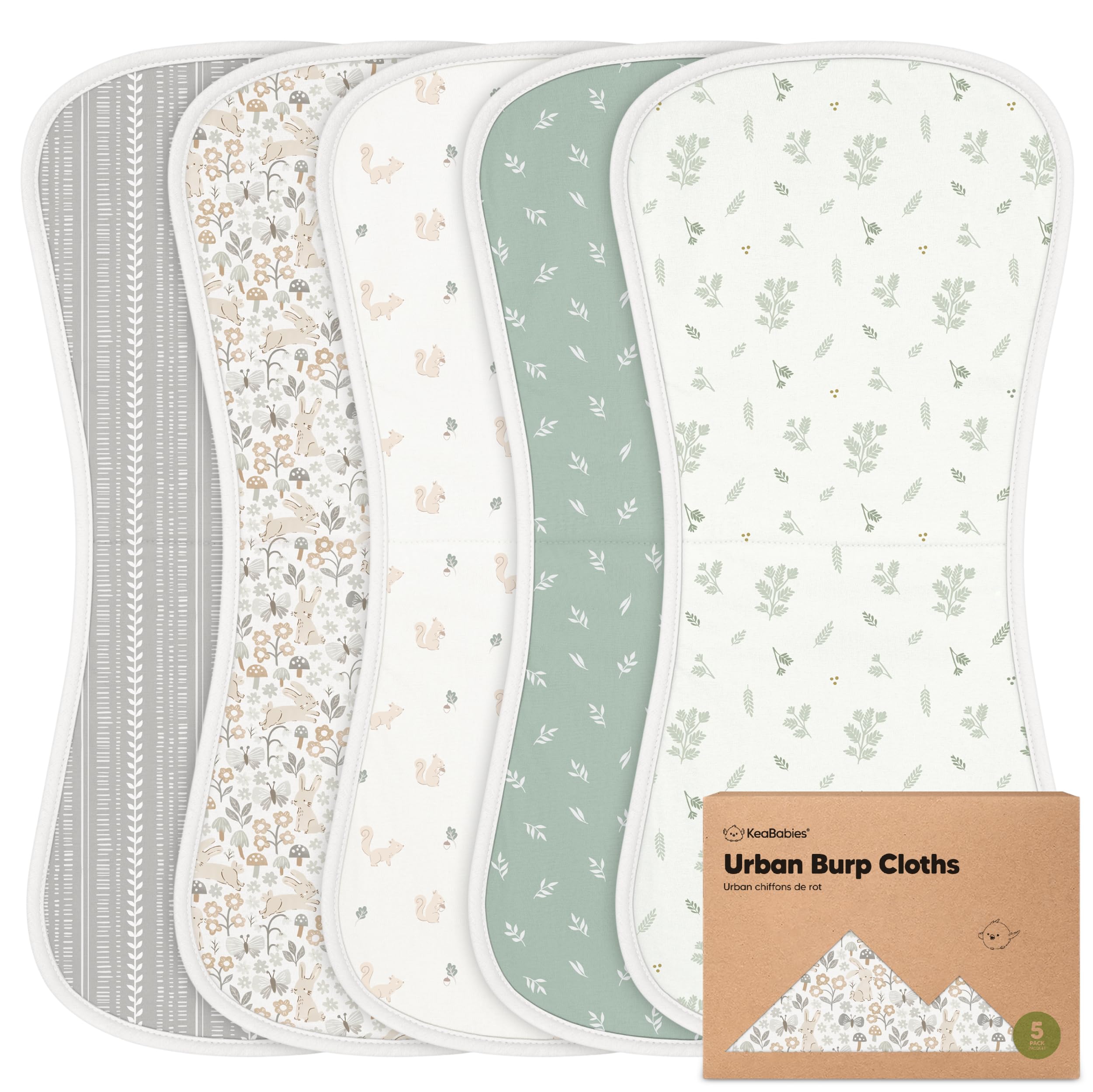 Organic Burp Cloths Baby Boy & Girl - 5-Pack Super Absorbent Cotton Burping Cloths for Babies, Soft & Plush Newborn Spit Up Rags, Infant Towels for