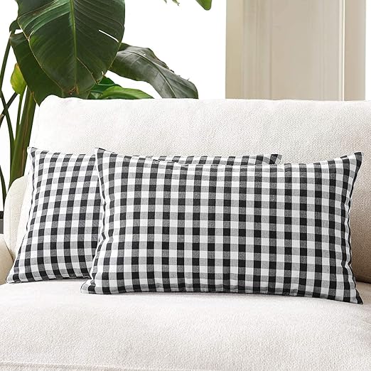 Deevine Craft Reliance Fibre Filled Pillow Set, 16x24 Inch, Antique Black and White, 2 Piece