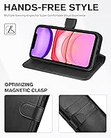 Vista 5 de TUCCH Funda tipo cartera para iPhone 11, [con bloqueo RFID] ranuras para tarjetas, soporte, cierre magnético, funda protectora de piel sintética