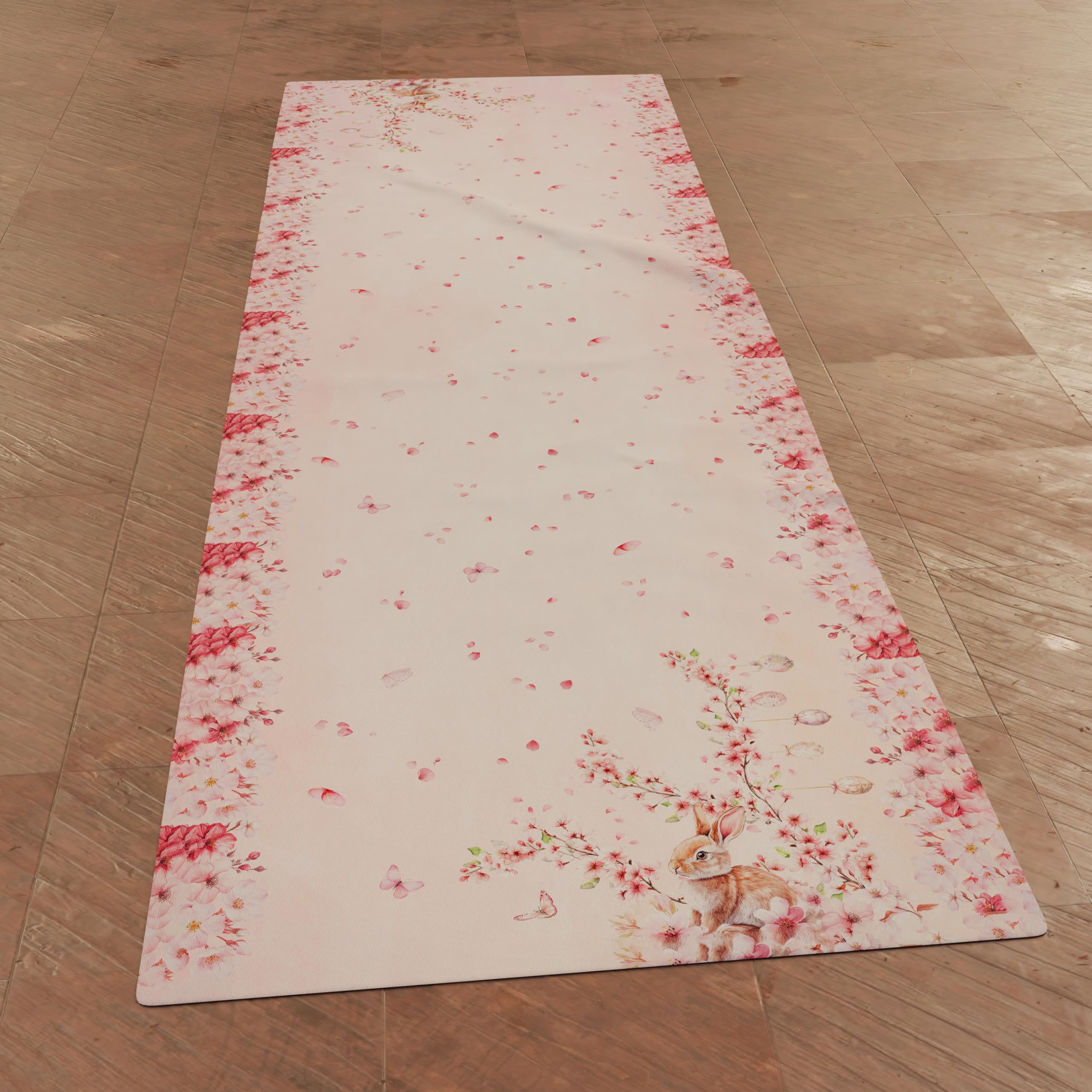 PETTI Artigiani Italiani, Easter Table Runner, Table Runner in Digital Print, 100% Made in Italy, Cherry Blossom Pink - Image 3
