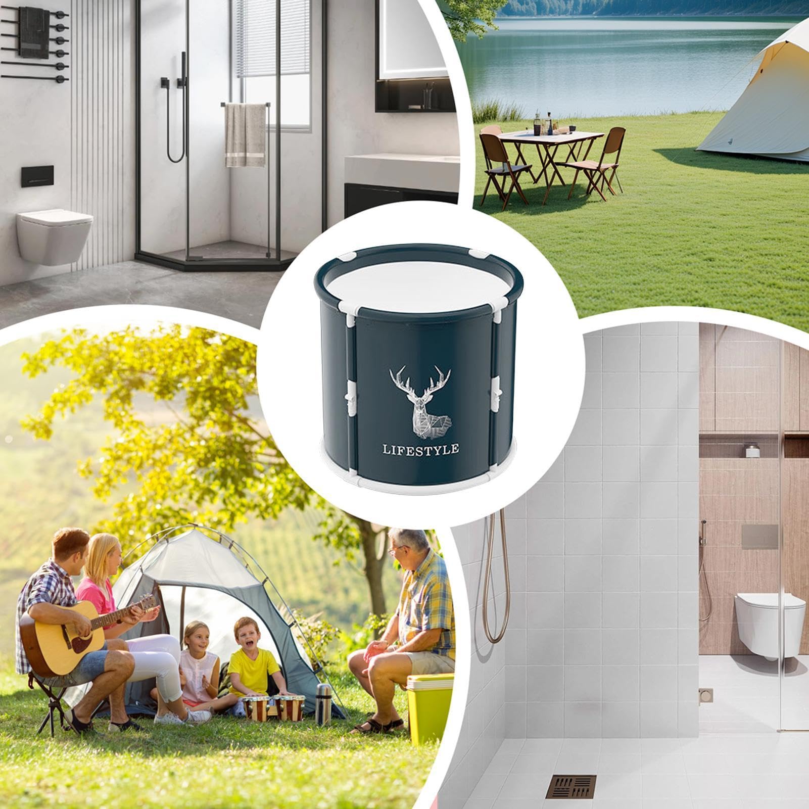 Vasca da bagno portatile – Piscina sommergibile pieghevole per adulti | vasca da bagno autoportante, bagno caldo e bagno di ghiaccio per la famiglia, SPA
