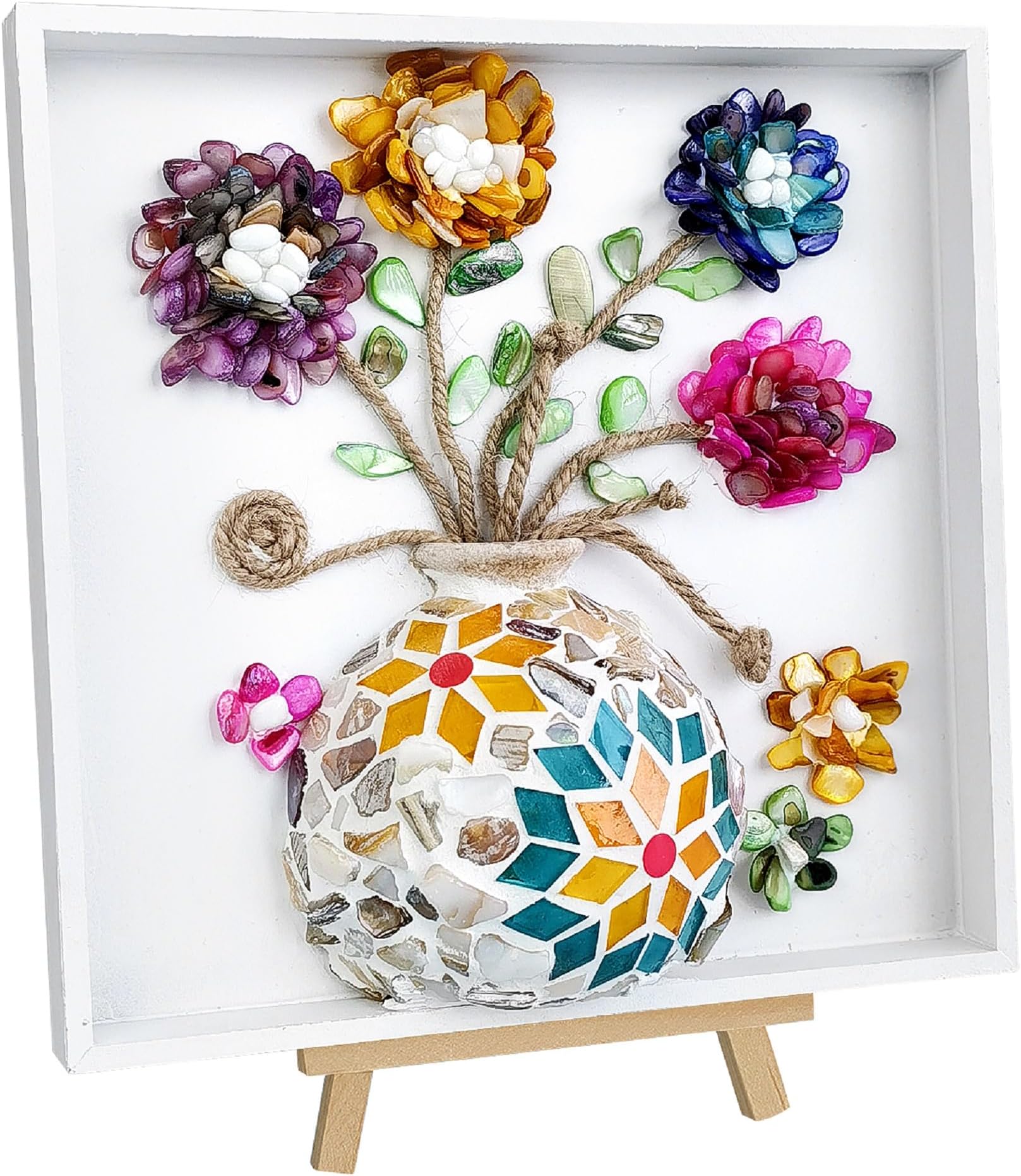 DIY Vase Mosaic Painting Kit, DIY Mosaic Arts and Craft Kits with Vase Flower Mosaic Accessories, Handmade Sticker Painting Gem Art Kit Christmas Room Decor