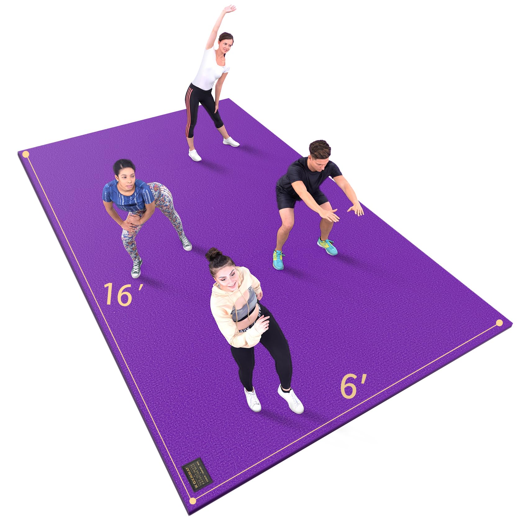 GXMMAT Extra Large Exercise Mat 16'x6'/12'x6'/10'x6'/8'x6'(7mm), Extra Wide Workout Mats for Home Gym Flooring, Non-Slip Thick Durable Cardio Mat for