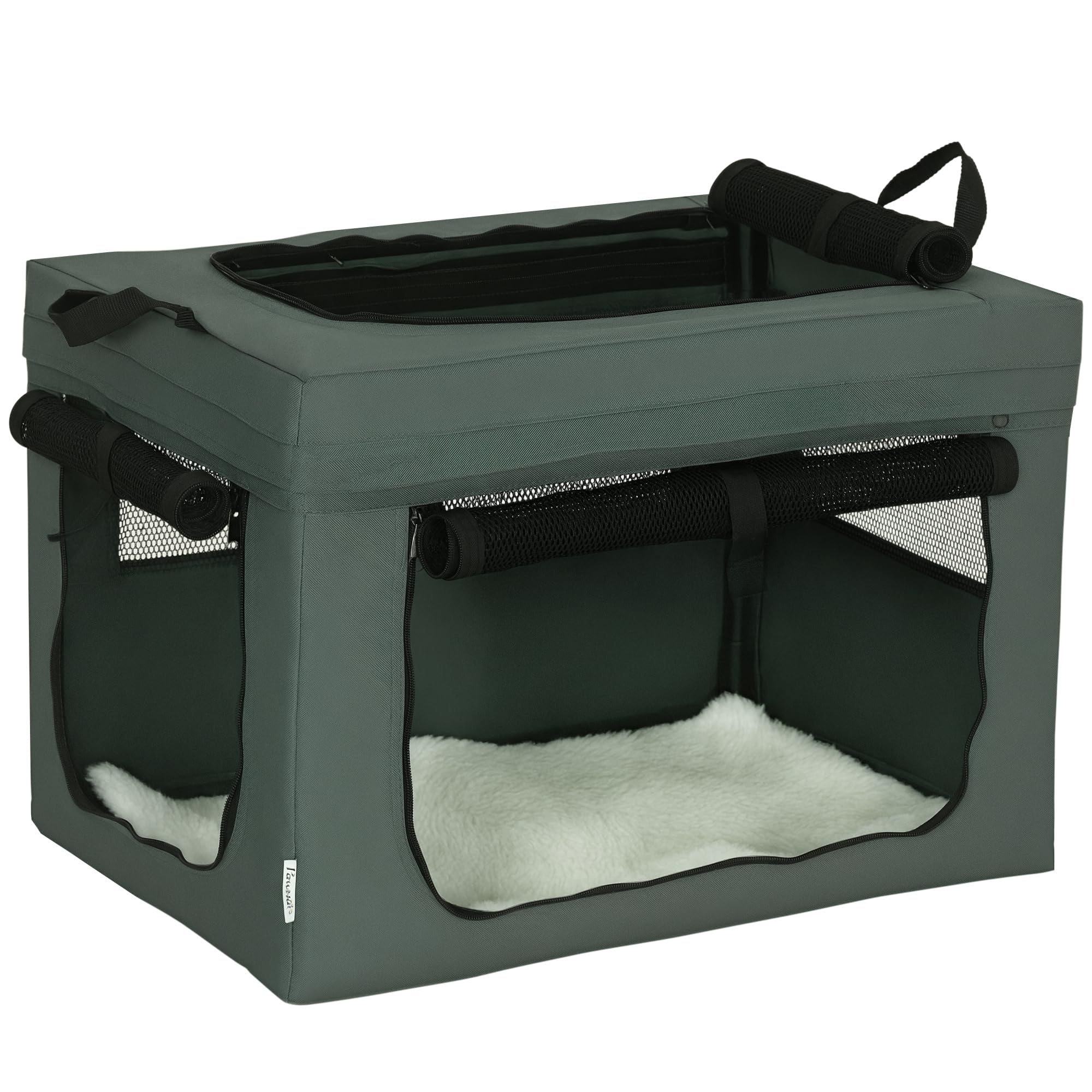 PawHut 60cm Pet Carrier, Cat Carrier, Cat Bag, Pet travel Bag w/ Cushion, Carry Bag, for Cats and Miniature Dogs - Grey