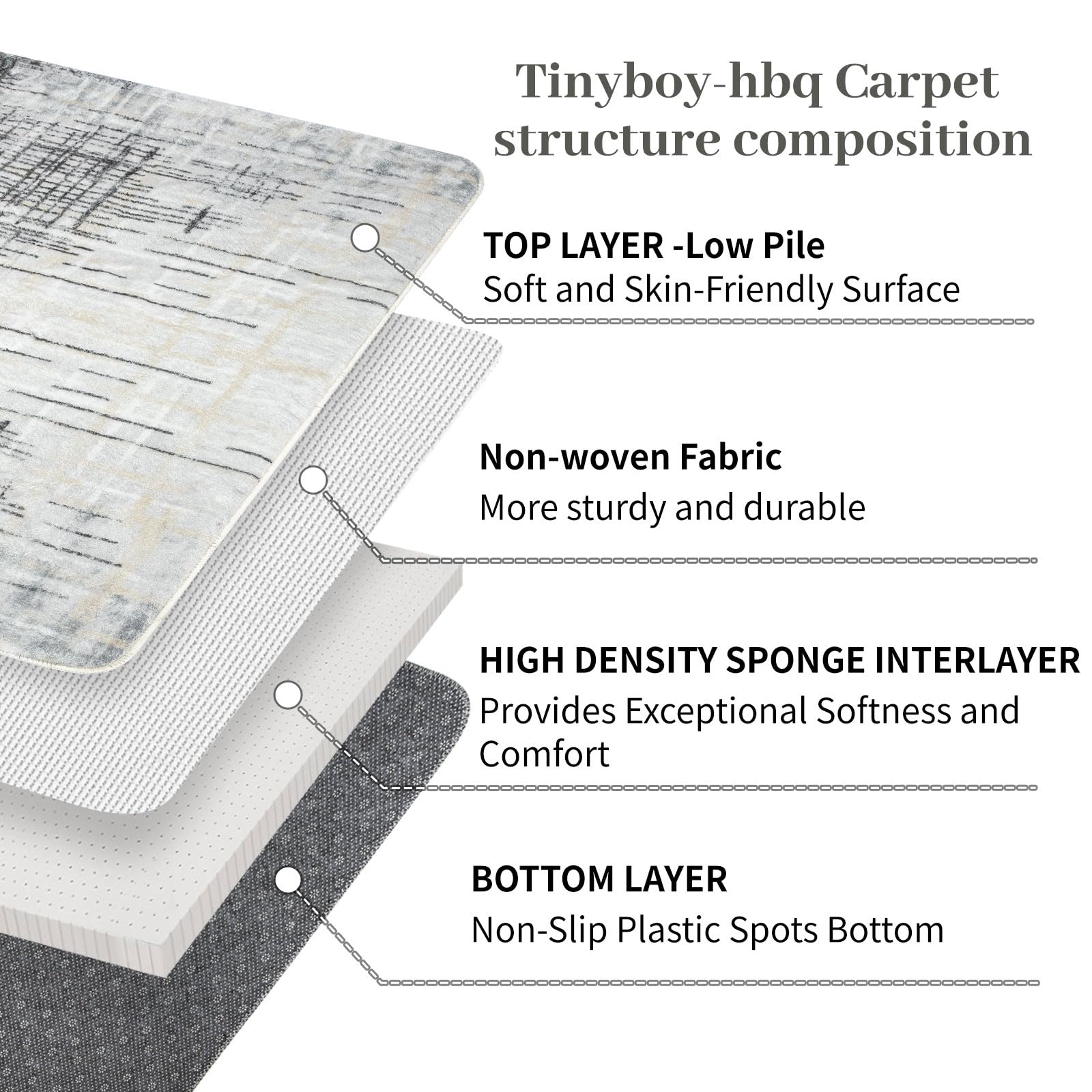 Tinyboy-hbq Tappeti dal design moderno per soggiorno, a pelo corto, per soggiorno, camera da letto, grigio (160 x 200cm, Grigio/Beige)