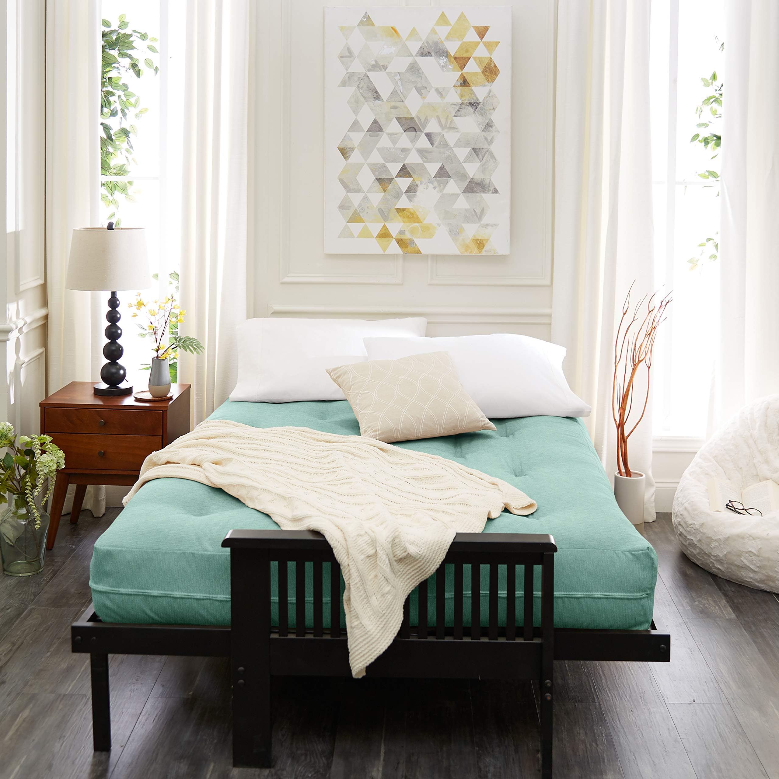 Blazing Needles Renewal 10" Twill Futon Mattress, Full, Aqua Blue