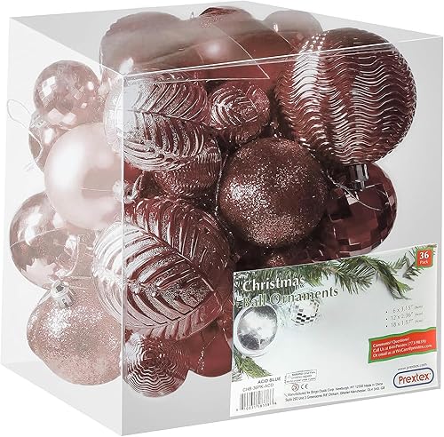 Miniatura 18 de PREXTEX Juego de 36 Adornos Navideños - Bolas Negras Irrompibles en 6 Estilos y 3 Tamaños con Bucles para Colgar - Elegantes Decoraciones para Árbol