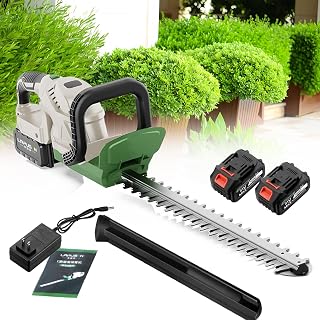Hedge Trimmer 21V Cordless Bush Trimmer, Grass Shears, 20'' Cordless Hedge Trimmer, 3900mAh Large Lithium Battery Dual-Action Blades Hedge Trimmer, Trimming Capacity 15mm, for Yard and Lawn,1 Battery