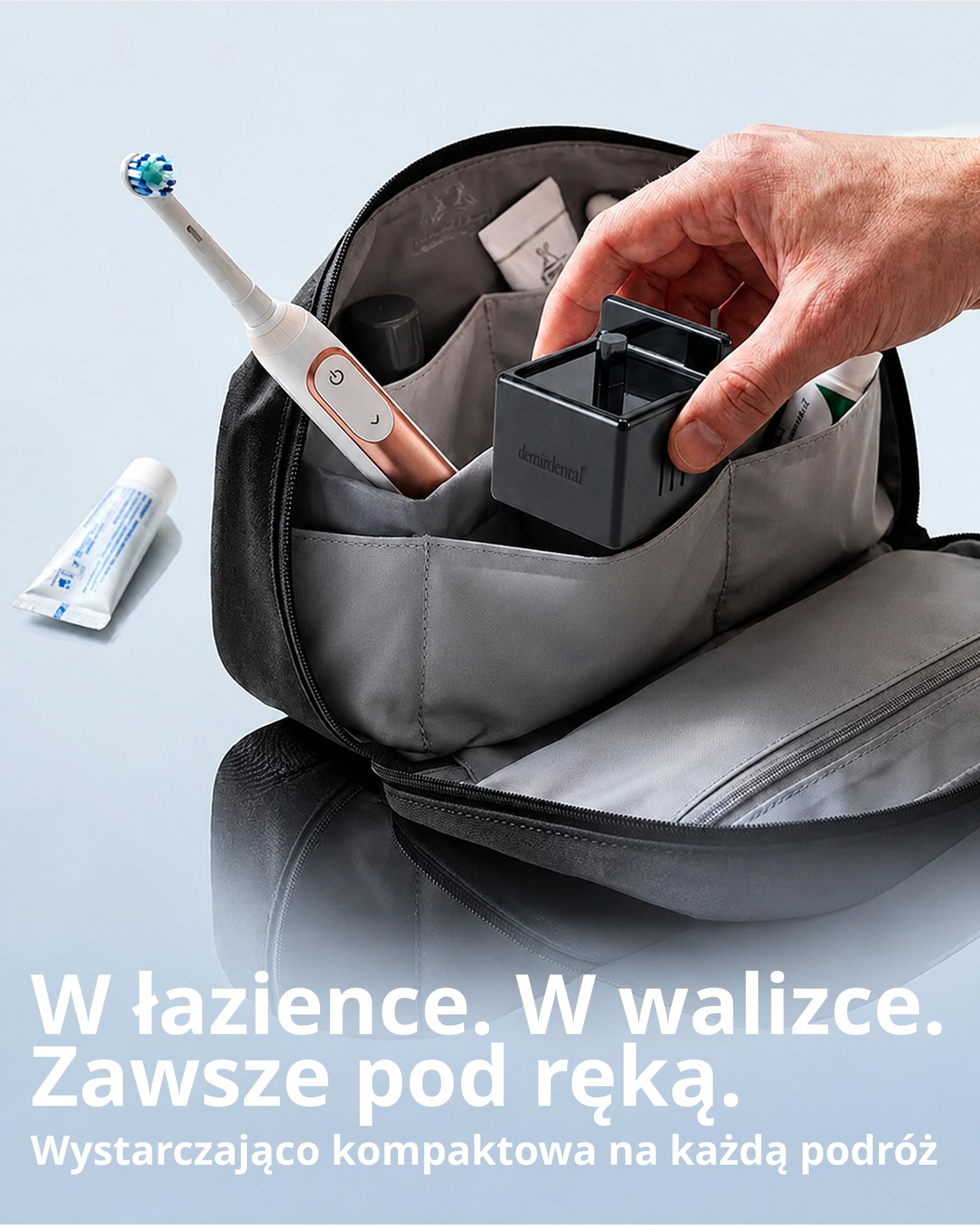 Ładowarka do Oral-B – kompaktowa stacja ładująca bez plątaniny kabli do gniazdka, IPX7 – bezpieczne użytkowanie, kolor czarny, demirdental