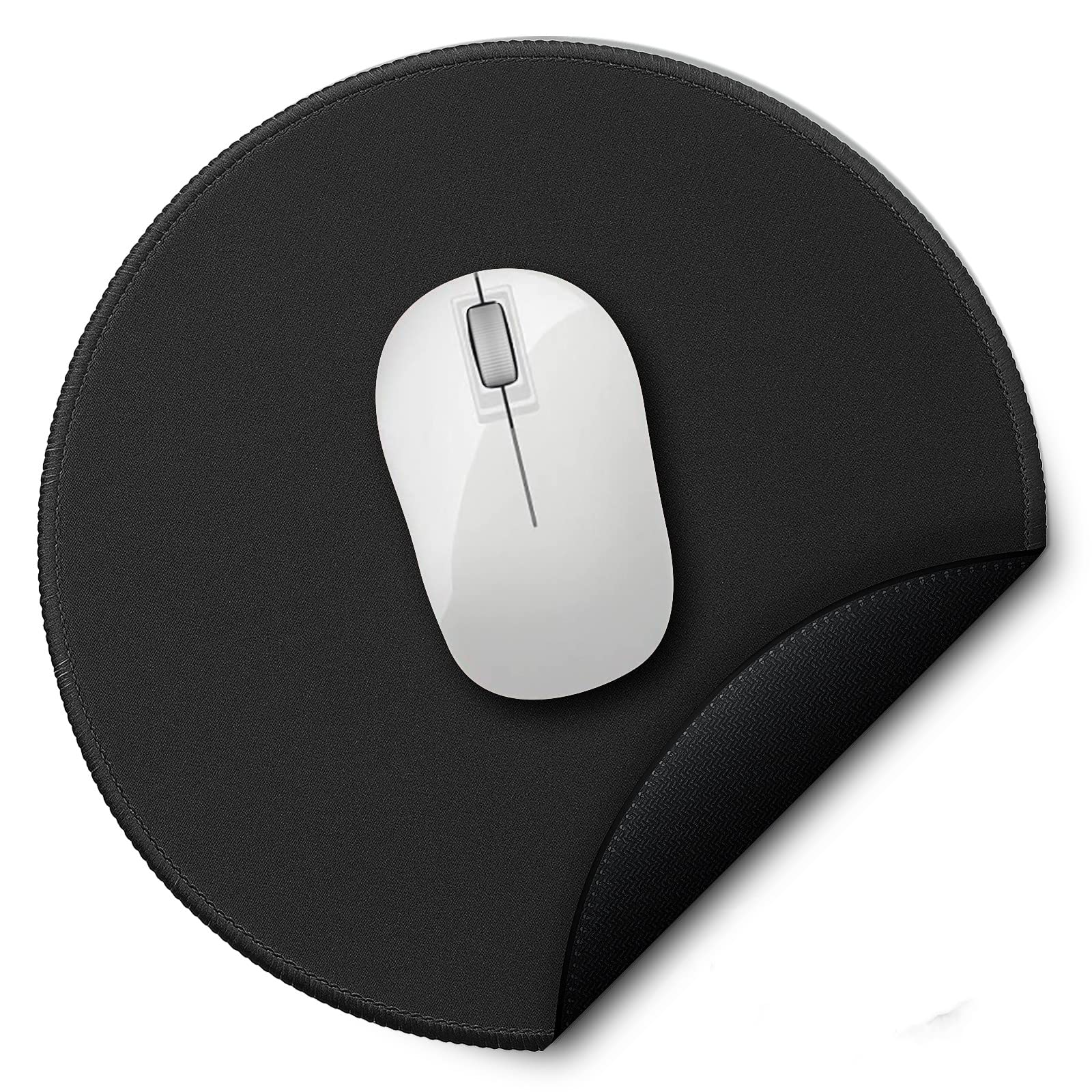 AtailorBird Mouse Pad 220mm Round Office Mouse Pad with Non-Slip Bottom, Dirt Resistant, Portable Mat Mouse Pad for Home Office, Computer and Laptop - Black