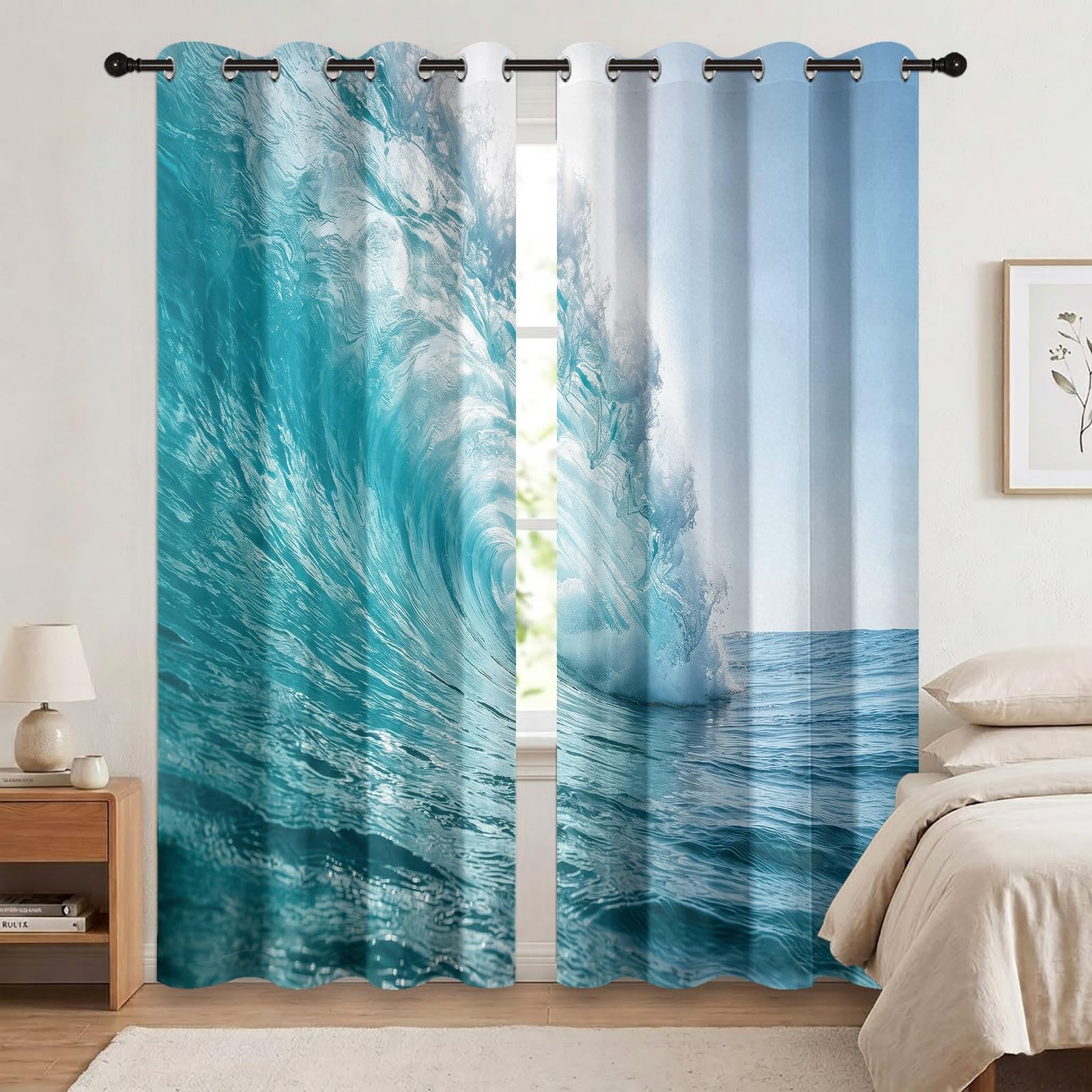 Zasłona zaciemniająca ocean krajobraz przybrzeżne fale oceanu