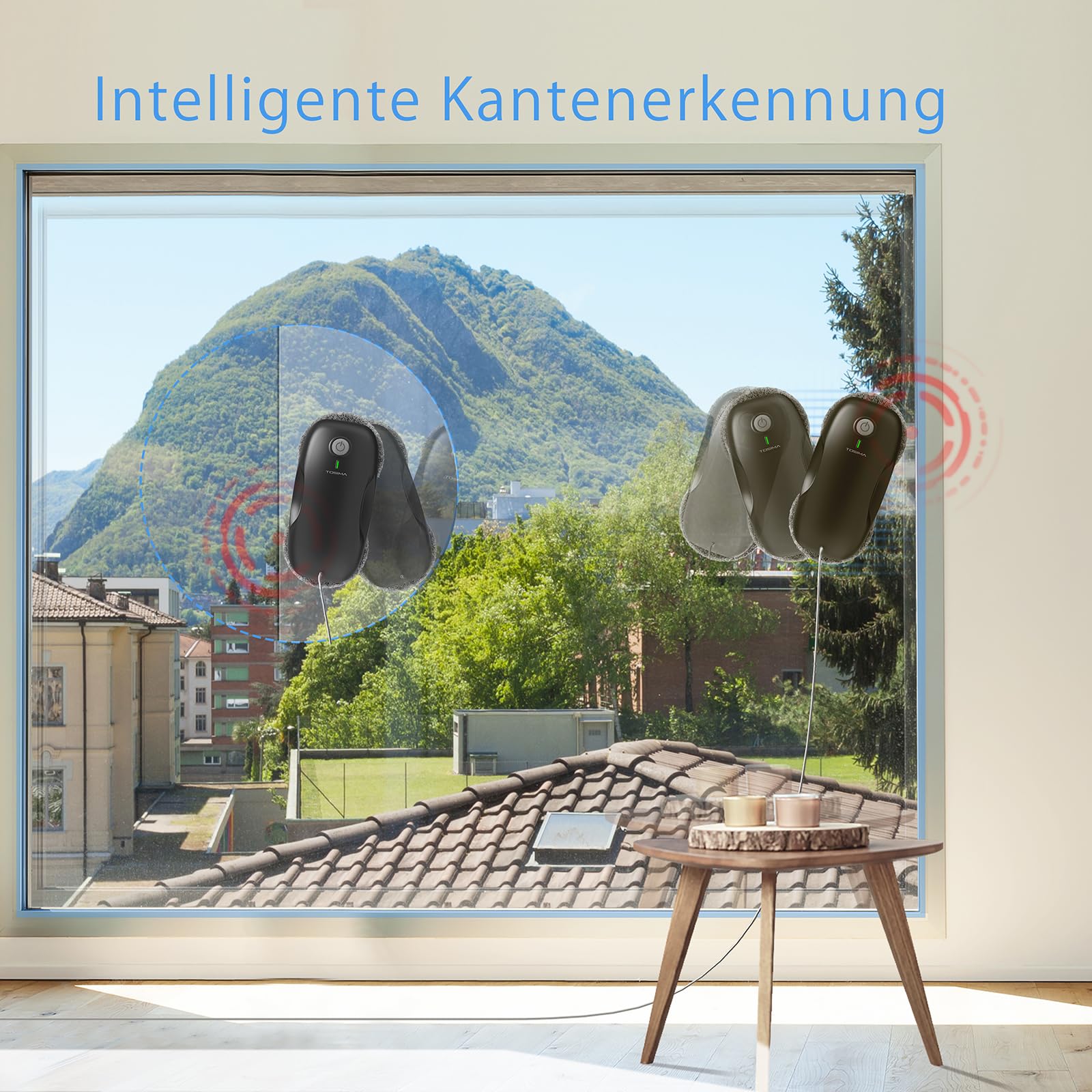 Tosima W2 fensterputzroboter 3800 PA automatischer fensterroboter mit Fernbedienung intelligenter Navigation und intelligenter Kantenerkennung geeignet für den Außen- und Innenbereich schwarz