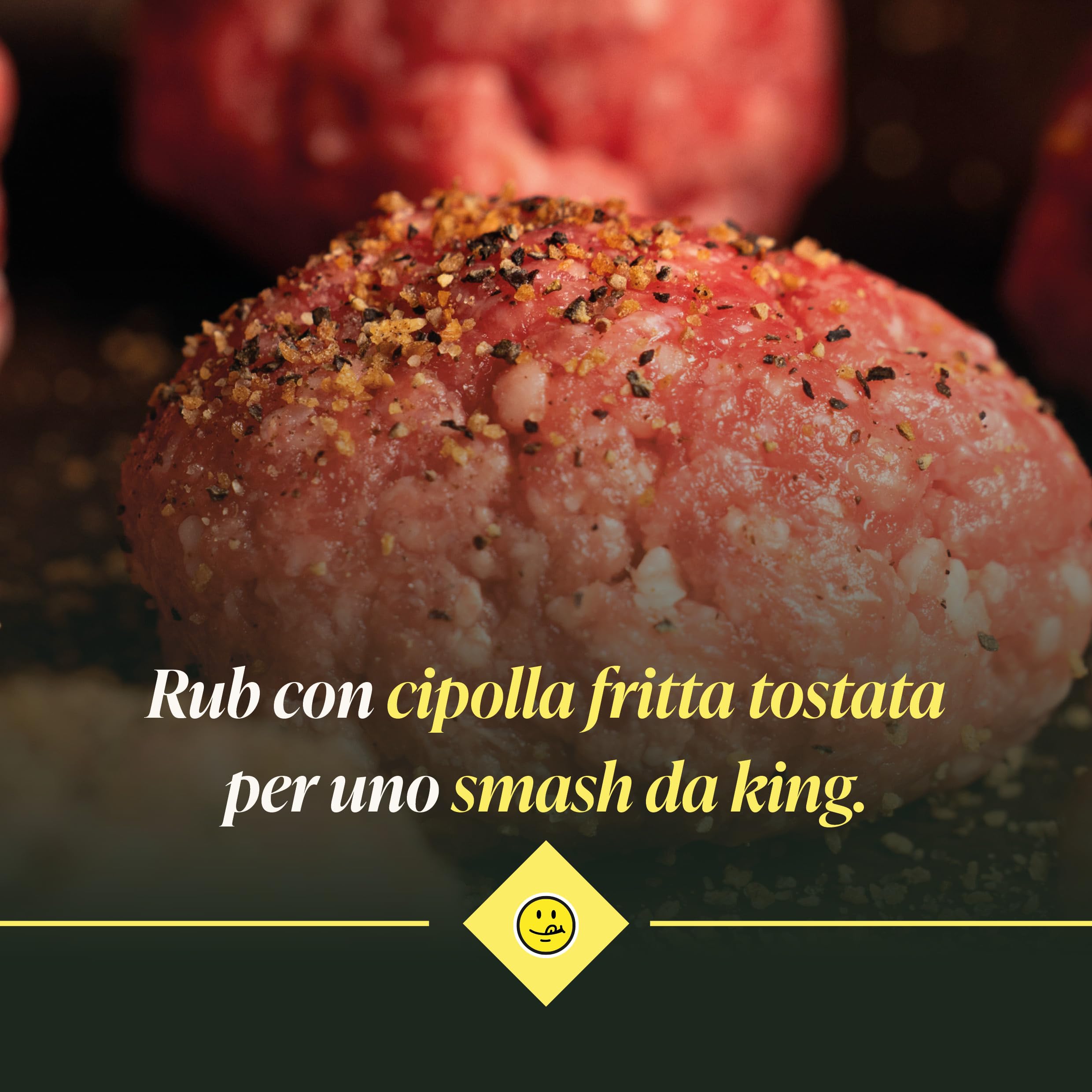BBQ KING - Smash Rub Envase de 1 kg, Dry Rub para Smash Burger y bistecs, 100% Made in Italy, con cebolla frita tostada, creado en colaboración con MrDobelina