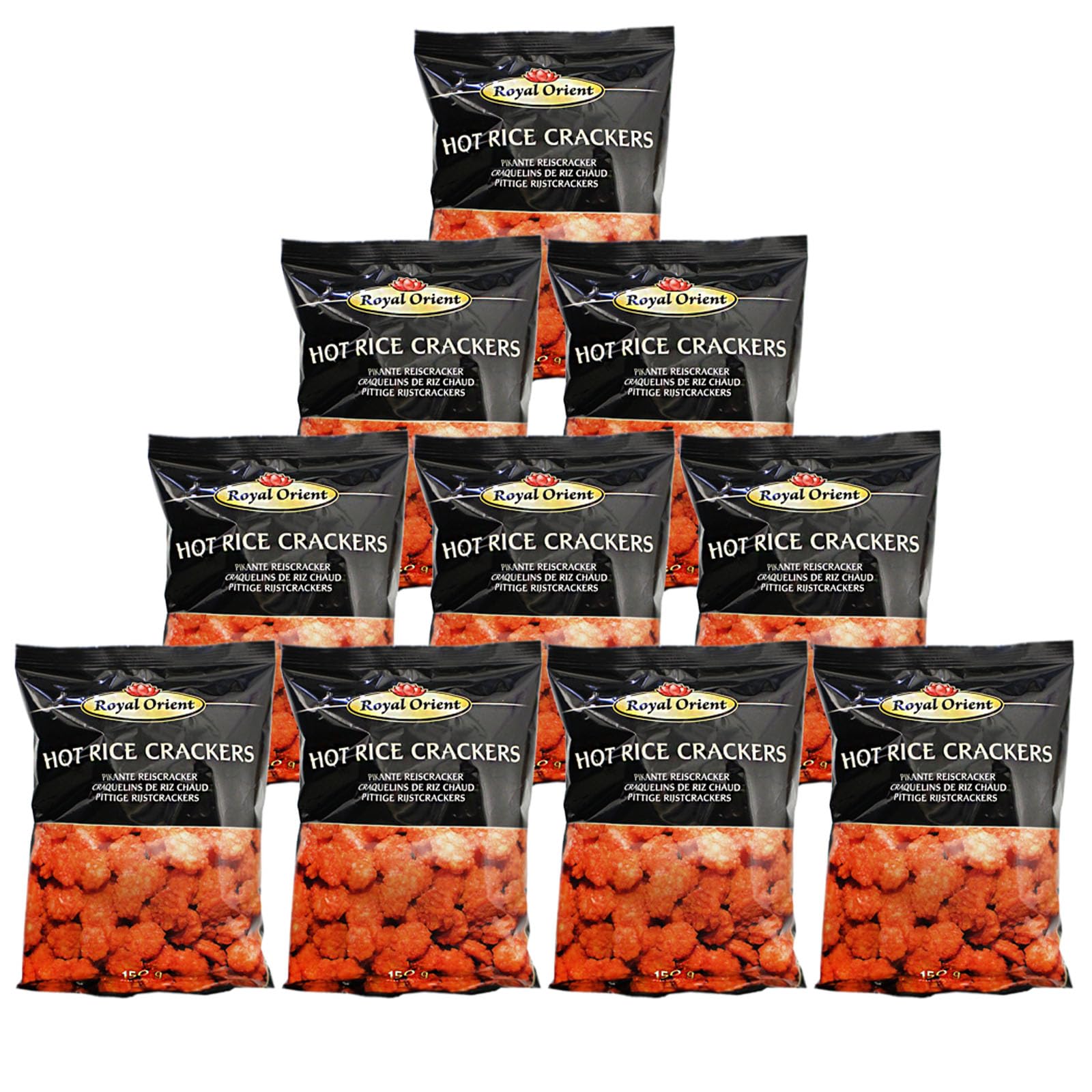10x150g Royal Orient Hot Rice Crackers Pikante Reiscracker
