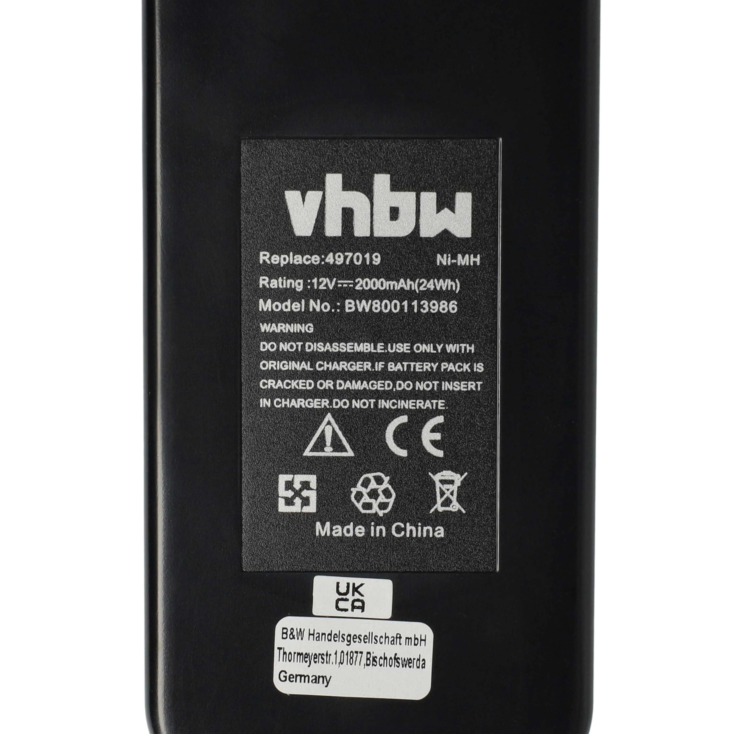 vhbw 2x batteria compatibile con Festo/Festool BPS12S, C12, C12LI, T12+3 utensile elettrico (2000 mAh, NiMH, 12 V)
