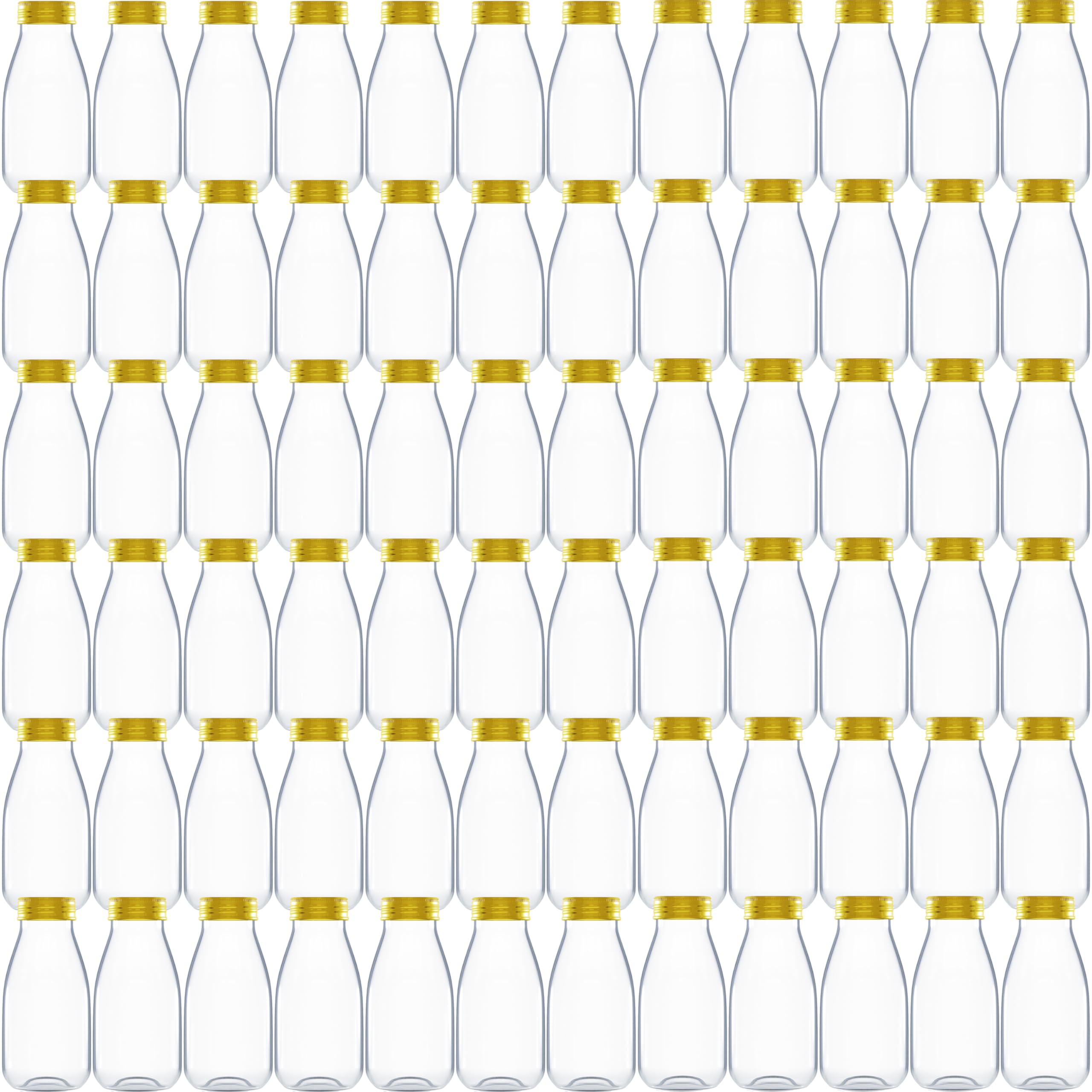 Ethisa 72 Pack 4oz Small Plastic Bottles for Liquids – BPA-Free Mini Ginger Shot Bottles with Aluminum Lids, Leak-Proof & Freezer Safe – Perfect for