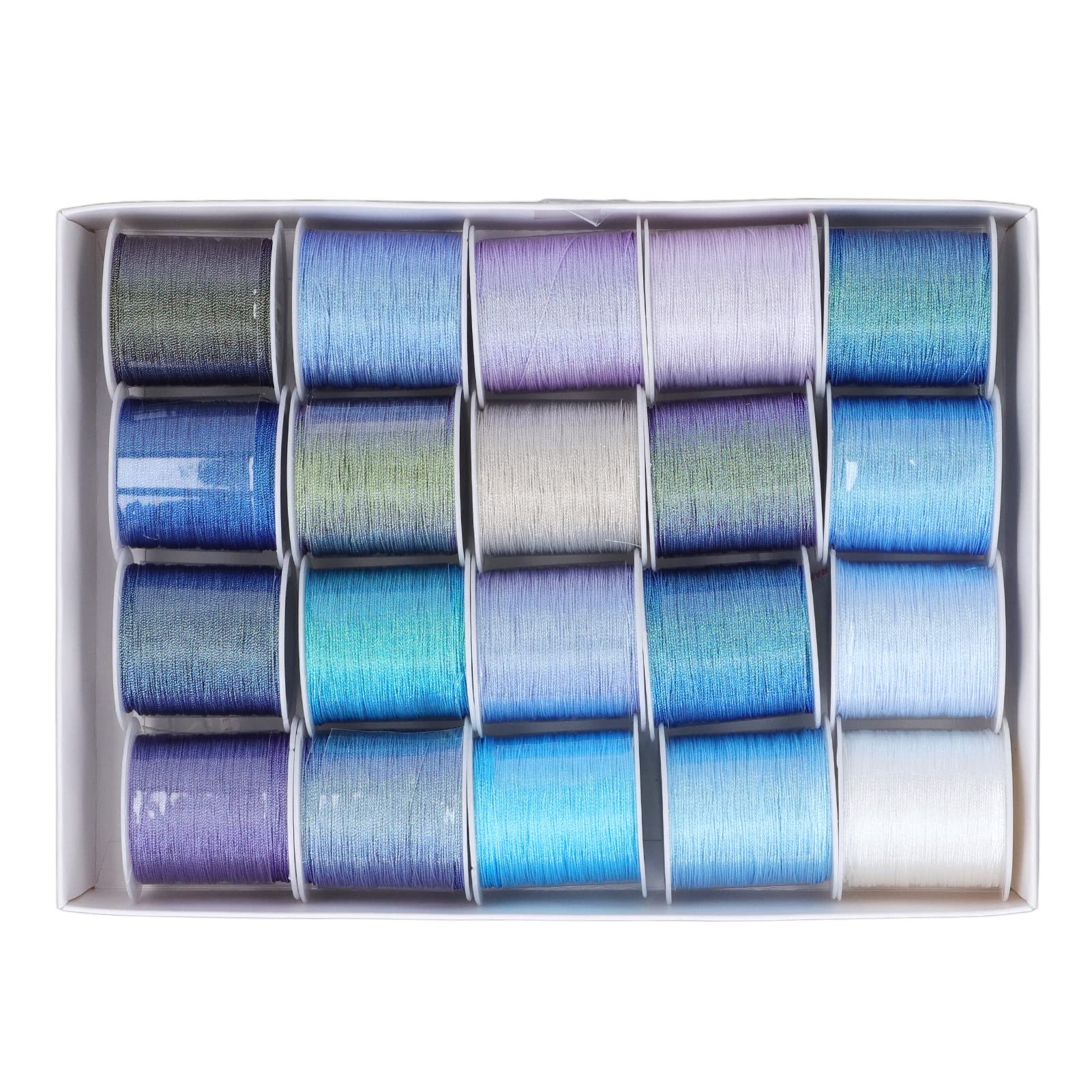 20 pezzi di filo da ricamo in poliestere a 6 capi, filo da cucito colorato blu e viola per la creazione di gioielli, corda intrecciata a mano lunga 50 m e con diametro di 0,4 mm