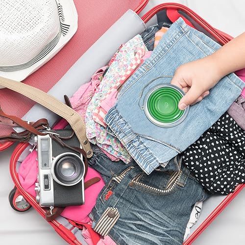 Miniatura 4 de Guyuyii Paquete de 4 vasos plegables – Taza de silicona con tapas – Vasos plegables para viajes, camping, mochileros, sobre la marcha, uso diario