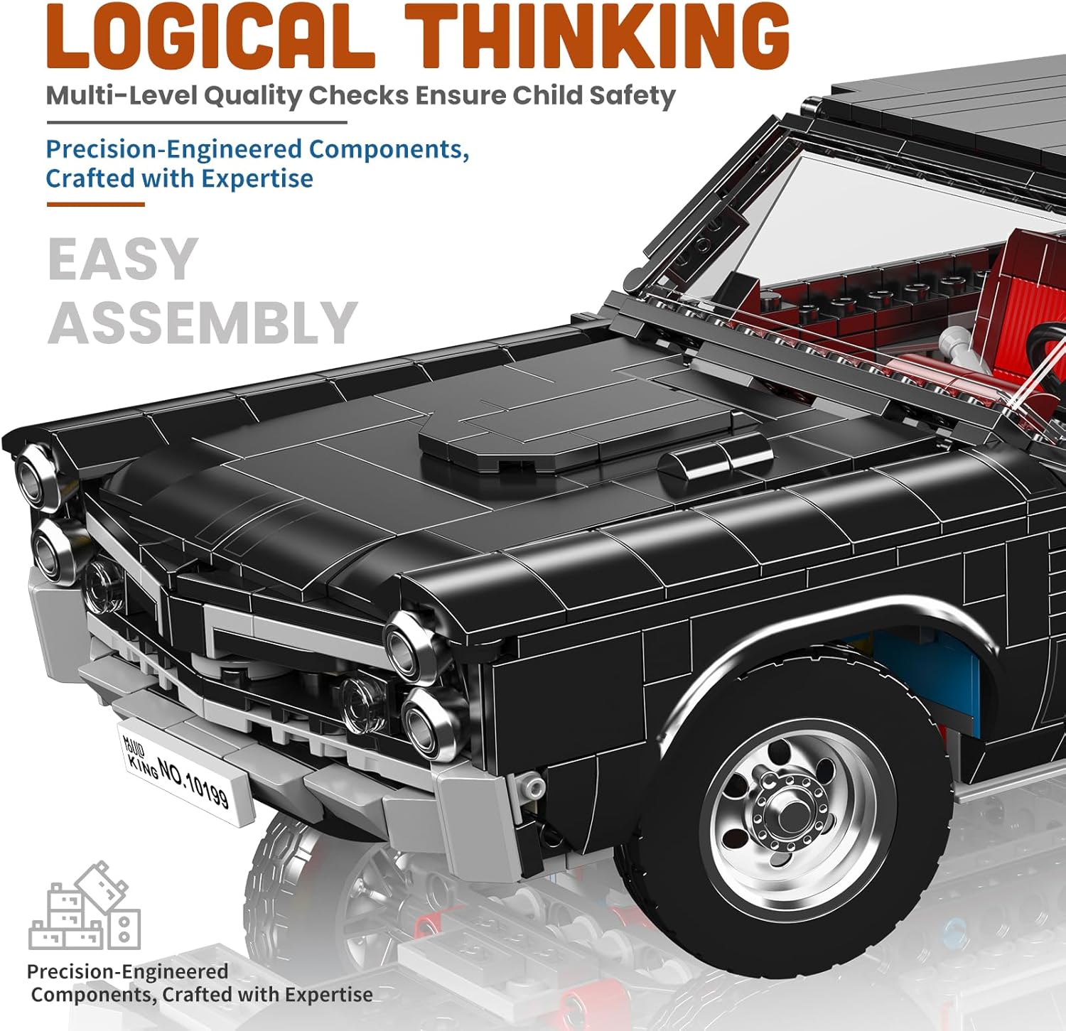 Mould King 10199 MOC Racing Car Model Kits, Vehicle Blocks Set Toys Model Suitable for 14+ Years Old to Build, House Decoration Gifts for Adults