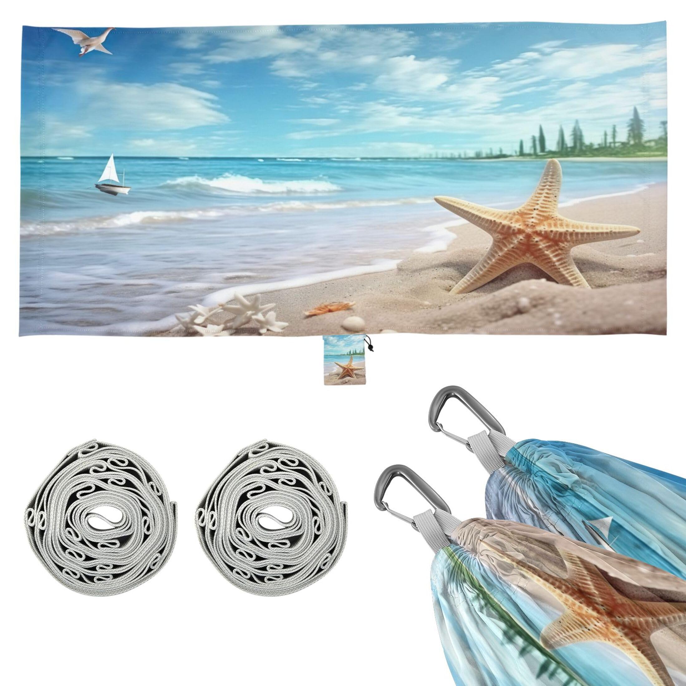 Takiito Beach Hammock 330 lb Capacity Travel Camping Hammock with Tree Straps, Portable Lightweight for Outdoor Beach Backpacking Backyard Patio