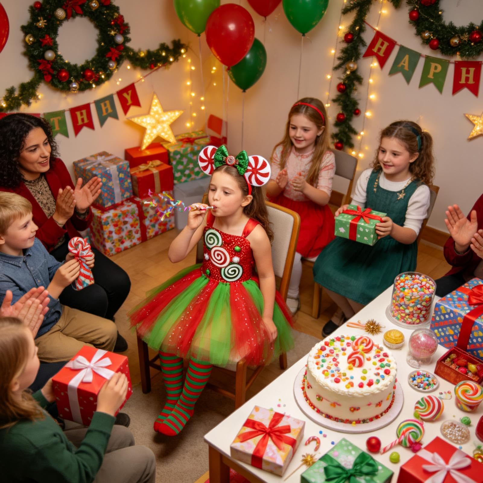 Generico Vestito tutù di Natale per bambina Gonna da Festa e Travestimento