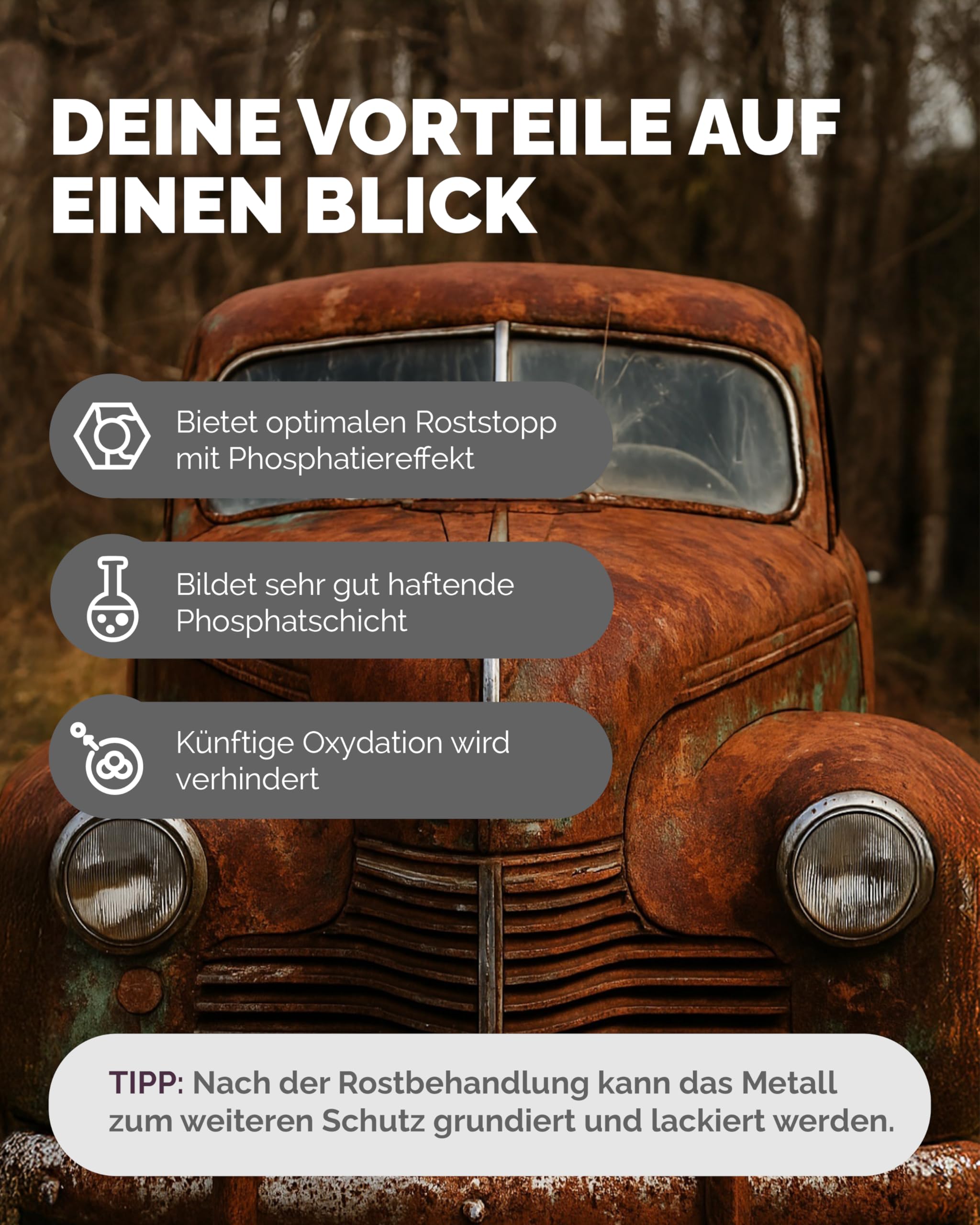 Optimal Products Rostumwandler 5l - Rostentferner und Rostschutz mit Phosphatiereffekt - Anwendbar auf allen metallischen Flächen - Sprühbar