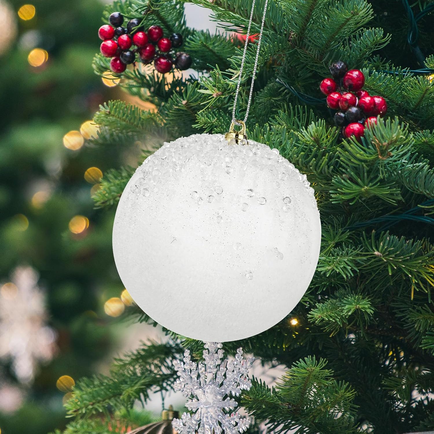 ネイチャークラフト 6個 9.9 cm ベルベット クリスマス ボール オーナメント セット キラキラ 飛散防止 クリスマス ツリー