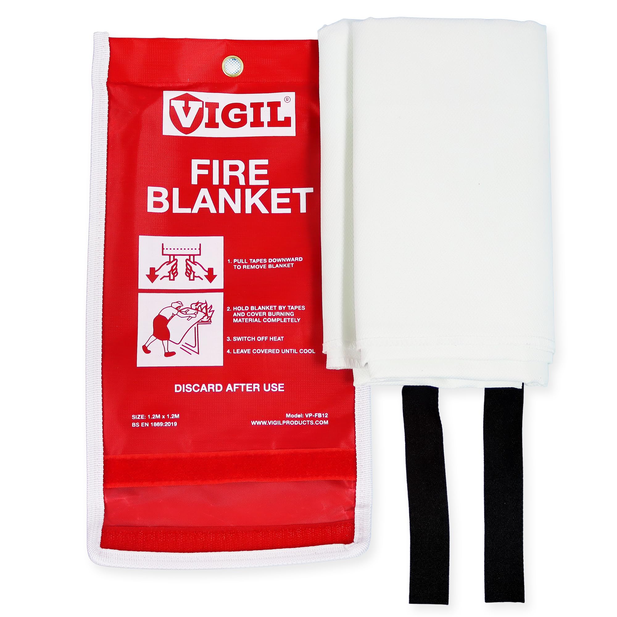 Fire Blanket - Fibreglass Blankets for Small Commercial & Domestic Kitchens - Retardant Extinguisher for Cafes, Workshops, Offices and More - 1.2m x 1.2m