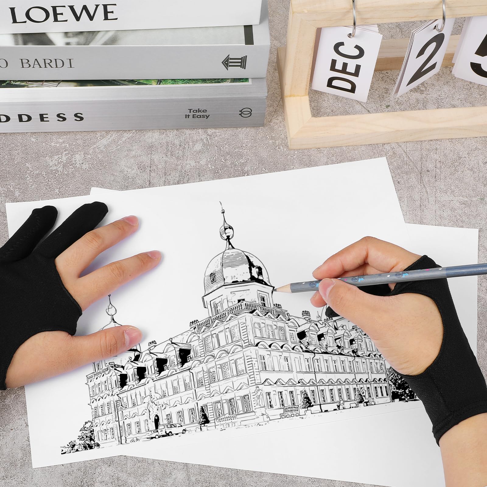 2 sztuki rękawic do rysowania, rękawice do rysowania, tabletu, rękawice przeciwporostowe, do tabletu graficznego, rysowania, rękawica, elastyczna, cyfrowa rękawica do rysowania