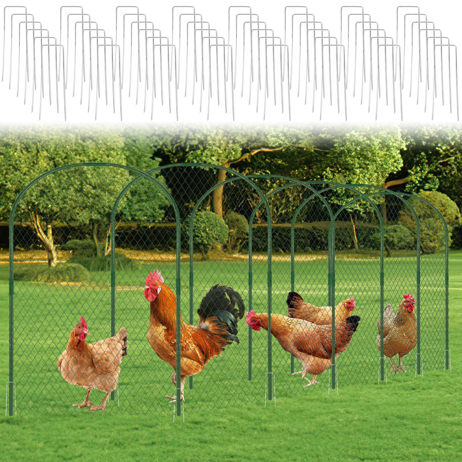 2.8 x 19.6 FT Chicken Tunnel for Yard, Portable Outside Chicken Run Coop, Quick Installation Chicken Coop Tunnel Runs, Chicken Run Pen Pet Enclosure for Farm Yard Chicken, Duck, Rabbit