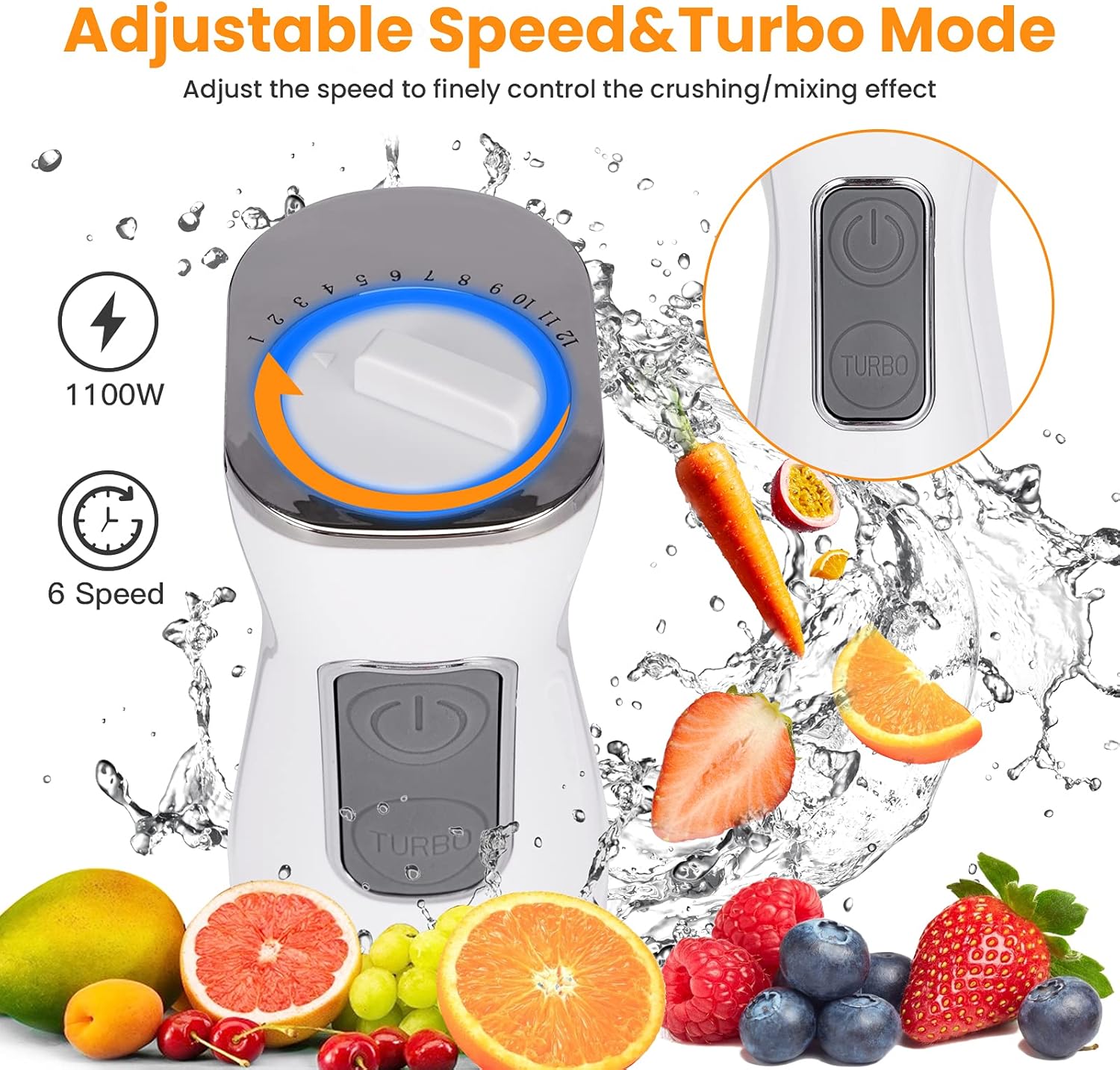 Rosydawn Immersion Hand Blender 5-in-1 Hand Blender Including Sturdy Titanium Plated Stainless Steel Blades,BPA-Free 12-Speed stick blender for kitchen with Egg Beater, Beaker,Milk Frother (white): Home & Kitchen
