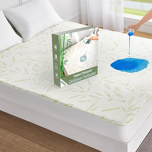 Vista 14 de Protector de Colchón Queen Impermeable Funda de Colchón Lavable de Rayón de Bambú Cubierta de Colchón Transpirable Silencioso Protector de Cama 5