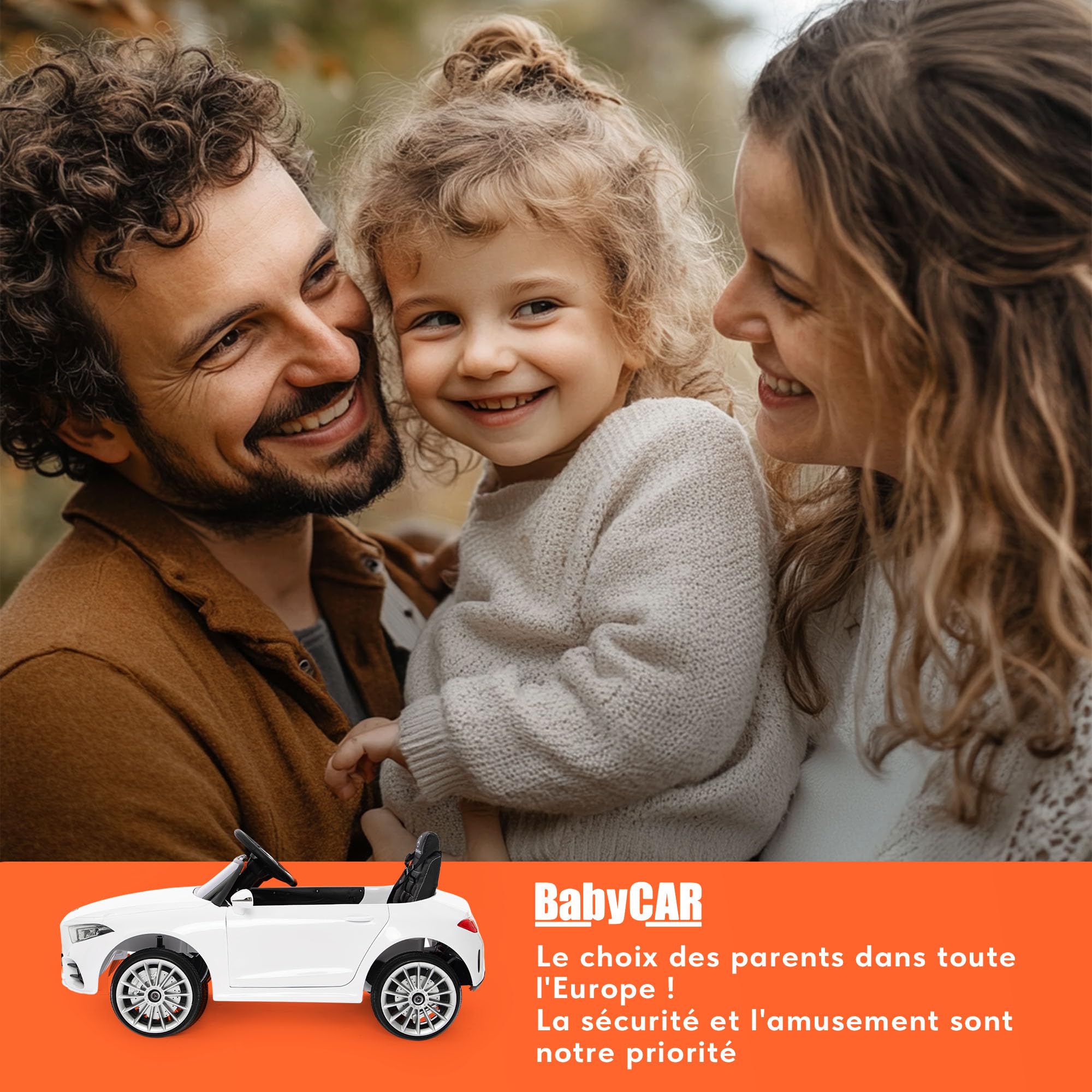 BabyCar Mercedes CLS 350 AMG | Véhicule Electrique 12V avec 2 Moteurs 25W | Voiture pour Enfant avec Télécommande, Siège en Simili Cuir, Portes Ouvrantes, MP3/USB | Mercedes Officiel | Blanc