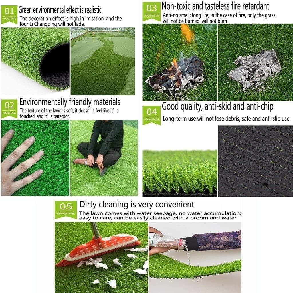 Artificial Grass Patch with Drainage Holes – UV-Resistant, Soft, and Rubber Mat for Outdoor & Indoor Décor (2m x 6m)