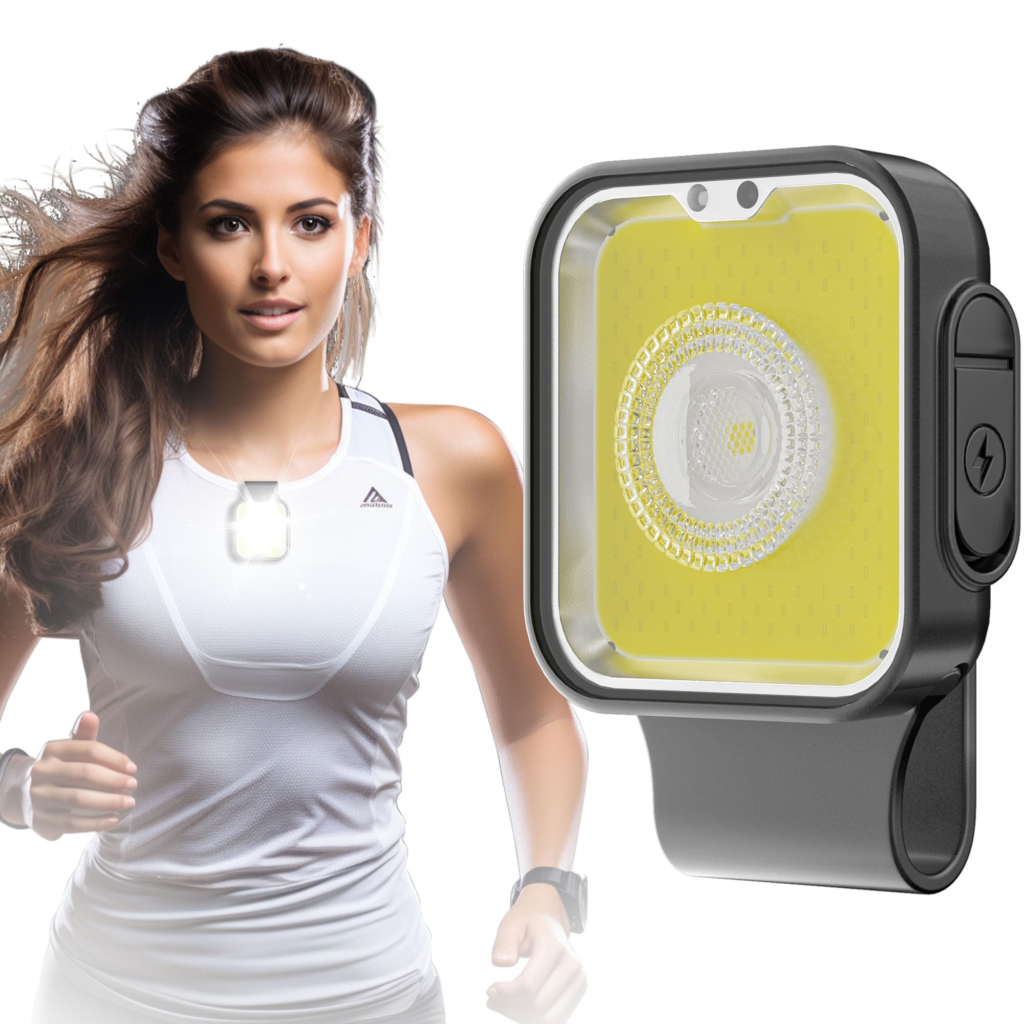 Yls Running Lights for Runners, Rechargeable Clip on Light with 12 Lighting Modes, LED Night Safety-Light for Walking, Camping, Hiking, Jogging, Outdoor Adventure, Black