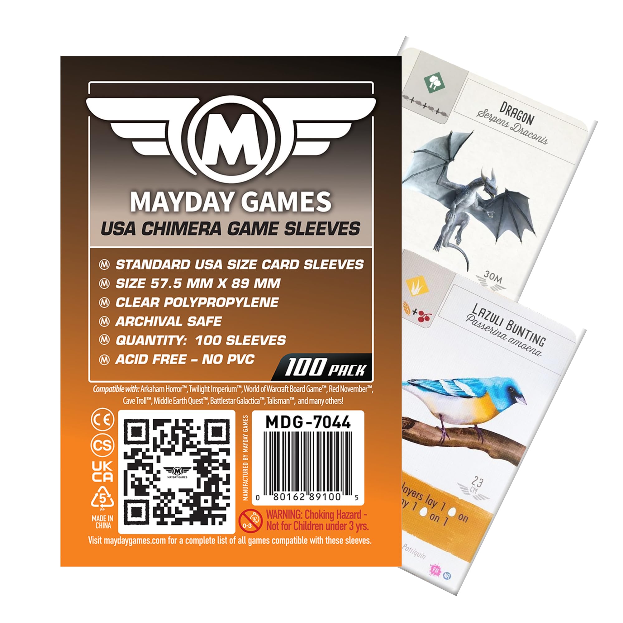 Mayday Games 7044 Clear Sleeves 57.5x89mm USA Chimera Size (4x100 Pack, 400 sleeves)