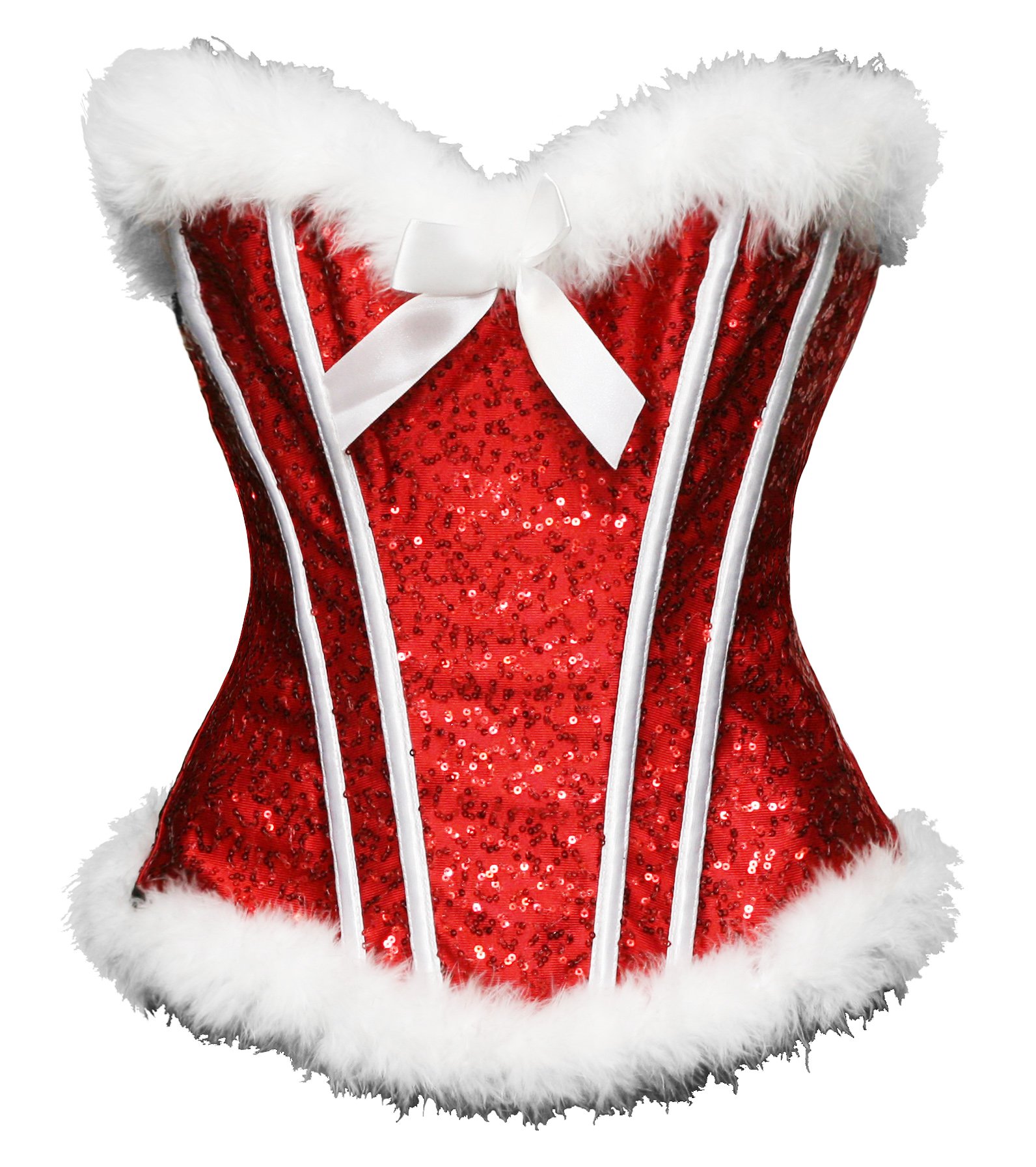 BslingerieSexy Christmas Mrs. Claus Costume Bustier Corset Top
