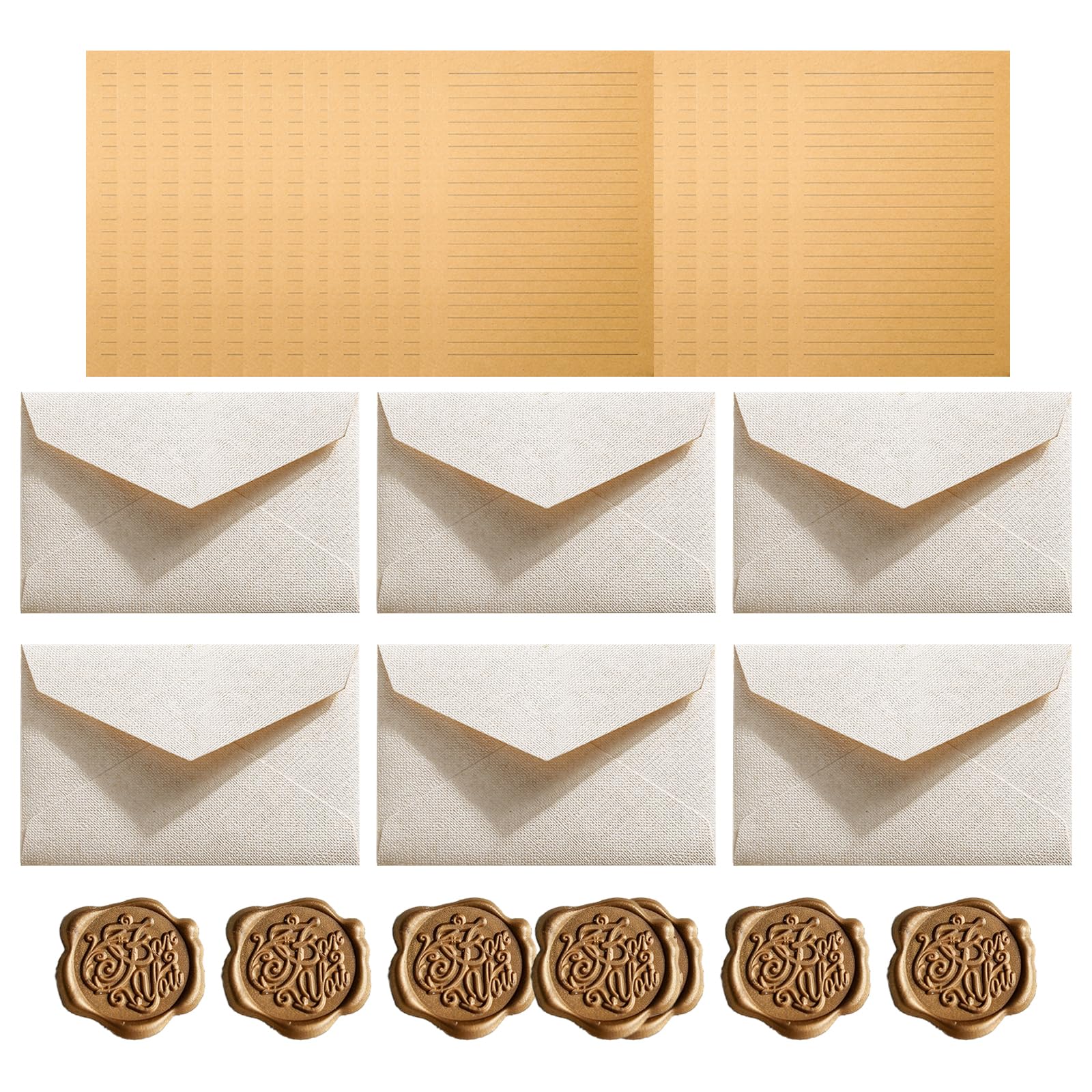 36 Pcs Vintage Writing Paper and Envelopes Set,24 Letter Paper and 6 Wax Seal,6 Envelopes,Writing Paper Set for Gifts Wedding Birthday Greeting Cards