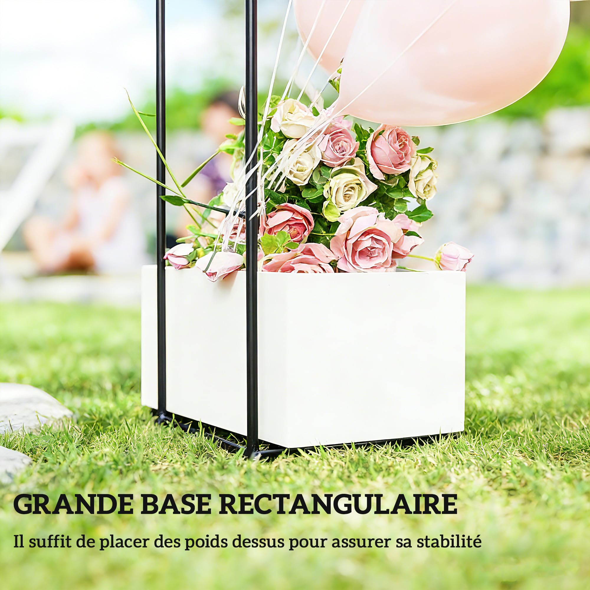 Outsunny Arche de Jardin avec 2 Bases, Arche Jardin pour Plantes Grimpantes Rosiers Vignes, Arche de Mariage pour Extérieur Jardin Cour, 145x39x237cm, Noir