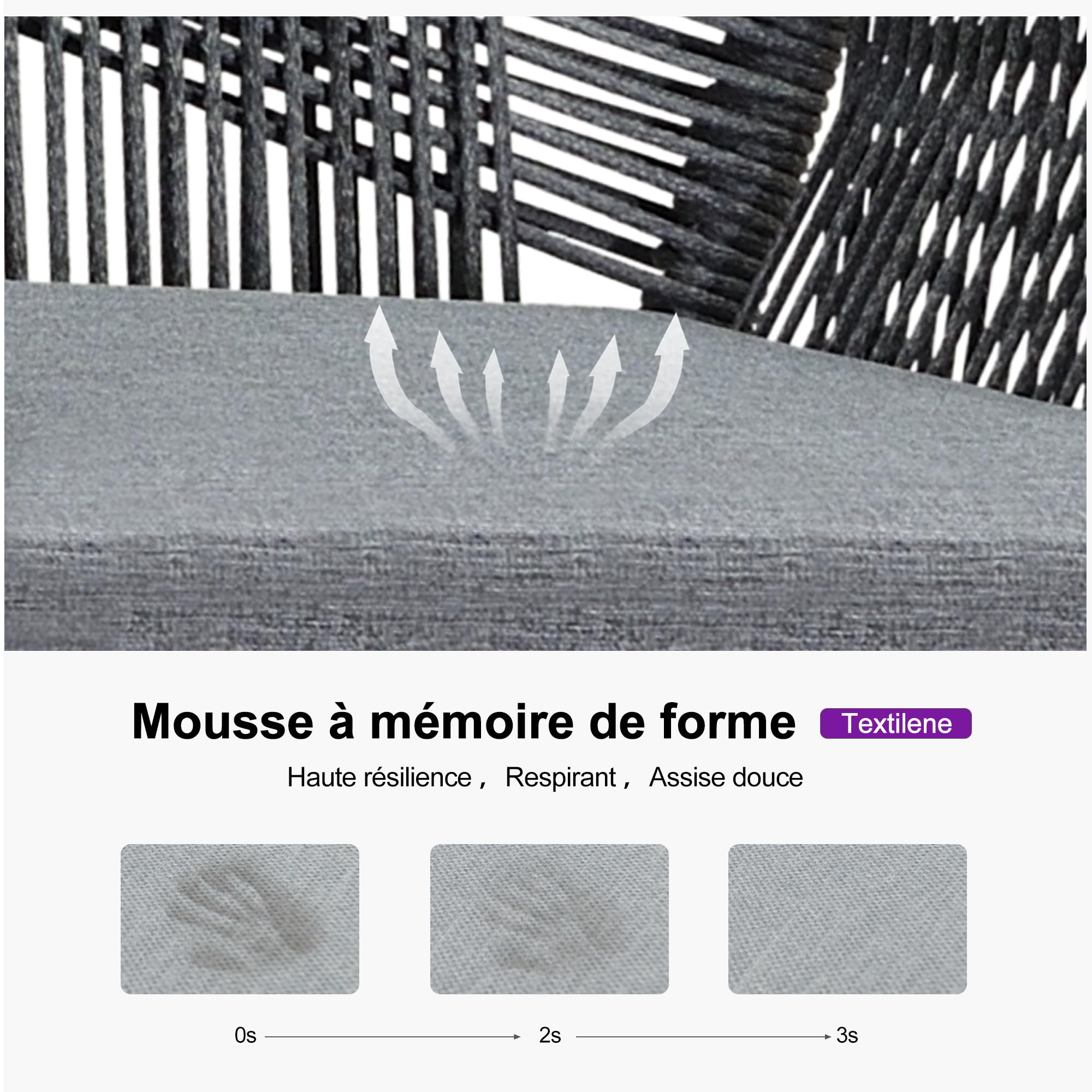 PURPLE LEAF Salon de Jardin Exterieur 10 Personnes Alu Assise Confortable | Entretien facile, Séchage rapide, Installation rapide, Ensemble table et chaises de jardin, Coussins inclus, Respirant, Patio
