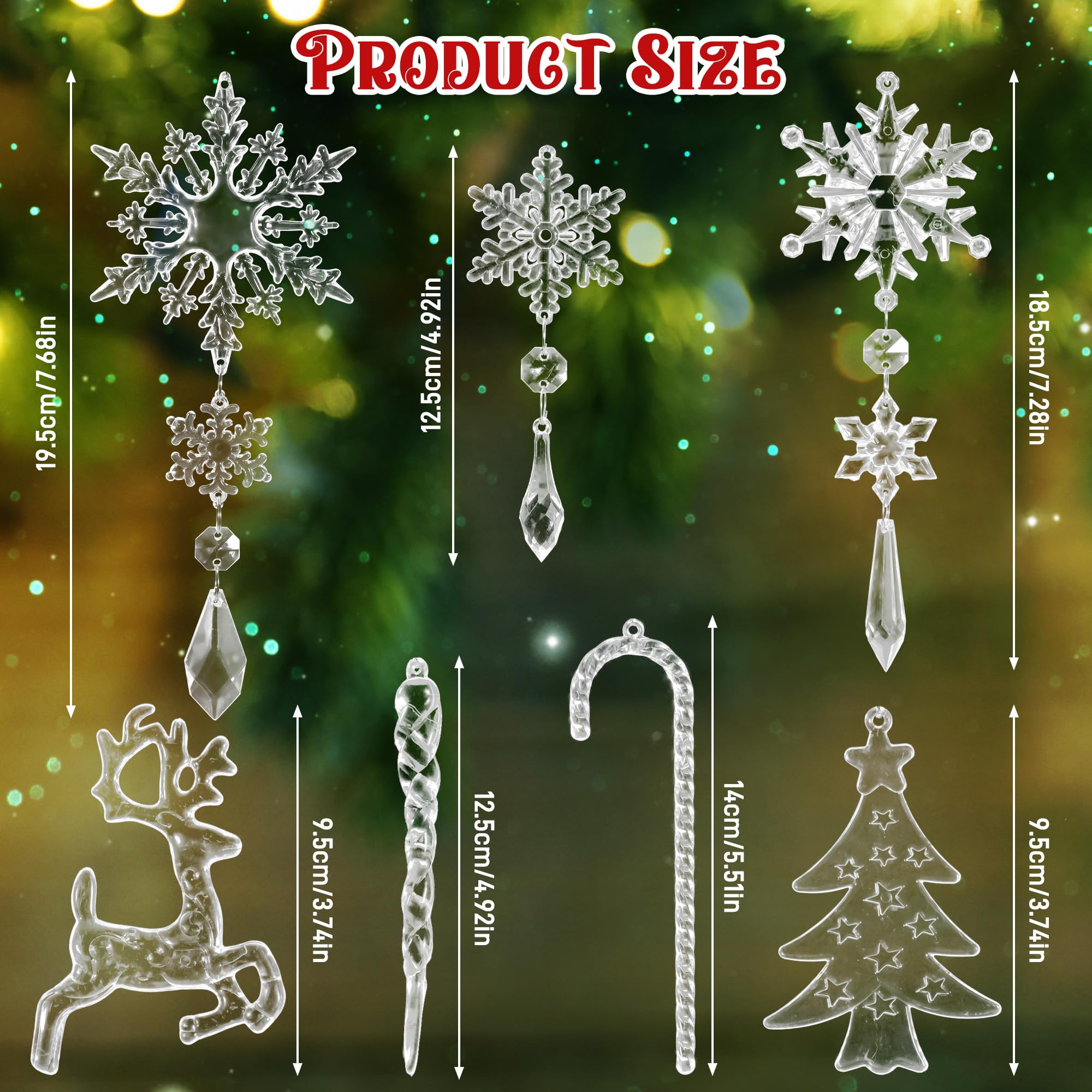 Lot De 40 Flocons De Neige De Noël En Forme De Stalactites En