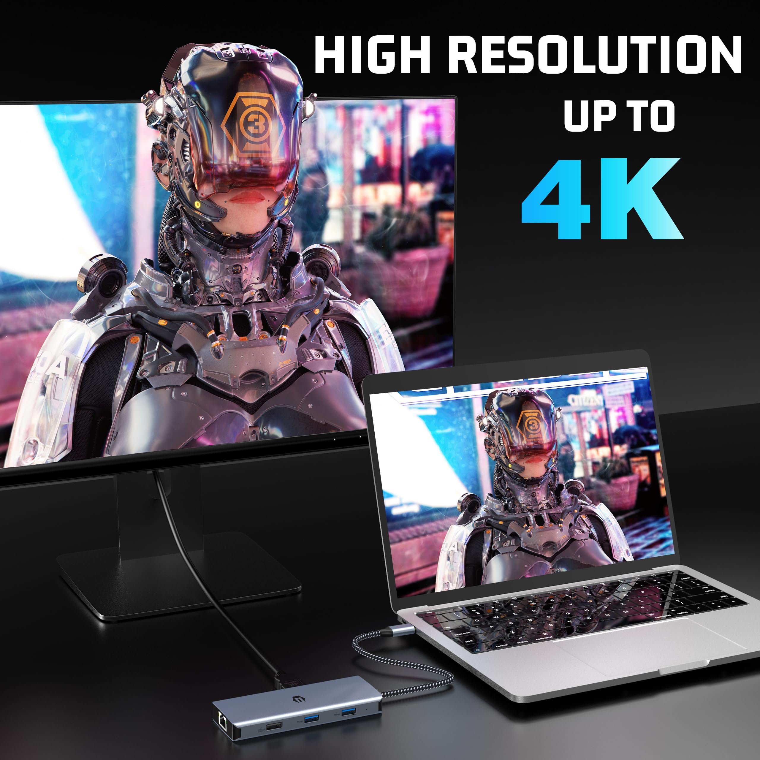 Concentrador USB C, multipuerto USB C, Adaptador 8 en 1 USB C para MacBook Pro/Air, estación de Acoplamiento de Pantalla Dual con 4K HDMI, 2 USB 3.0, USB 2.0, LAN RJ45, 100 W PD, SD/TF