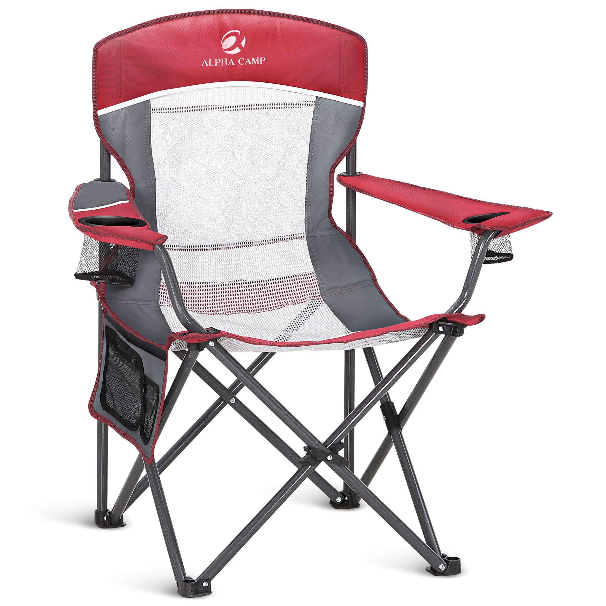ALPHA CAMP Oversized Fully Padded Camping Chairs with Lumbar Support