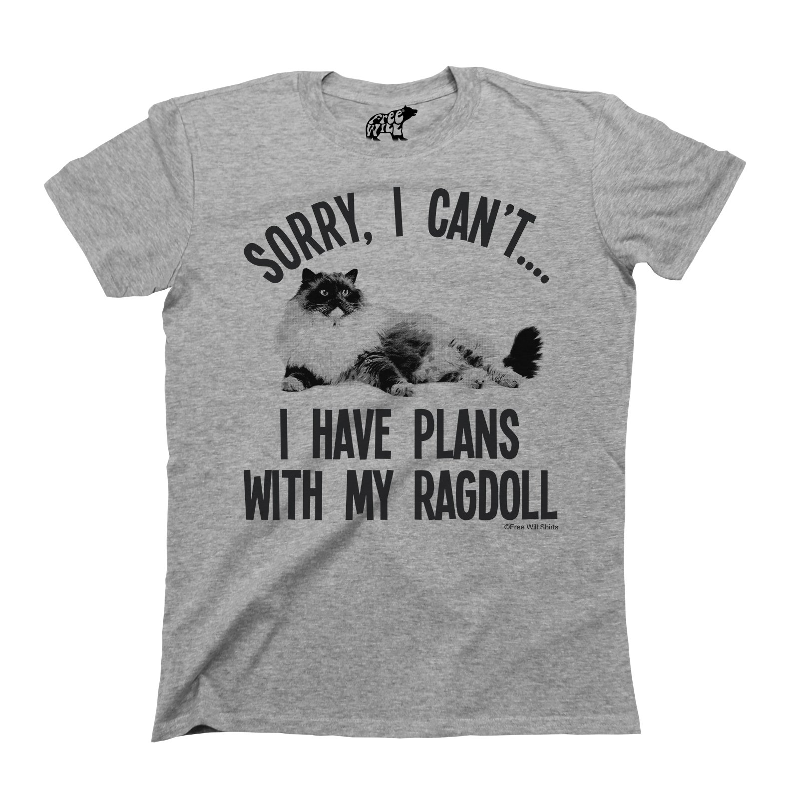 Sorry I Cant I Have Plans with My Ragdoll Cat - Mens or Womens Organic Cotton Pet T-Shirt Grey